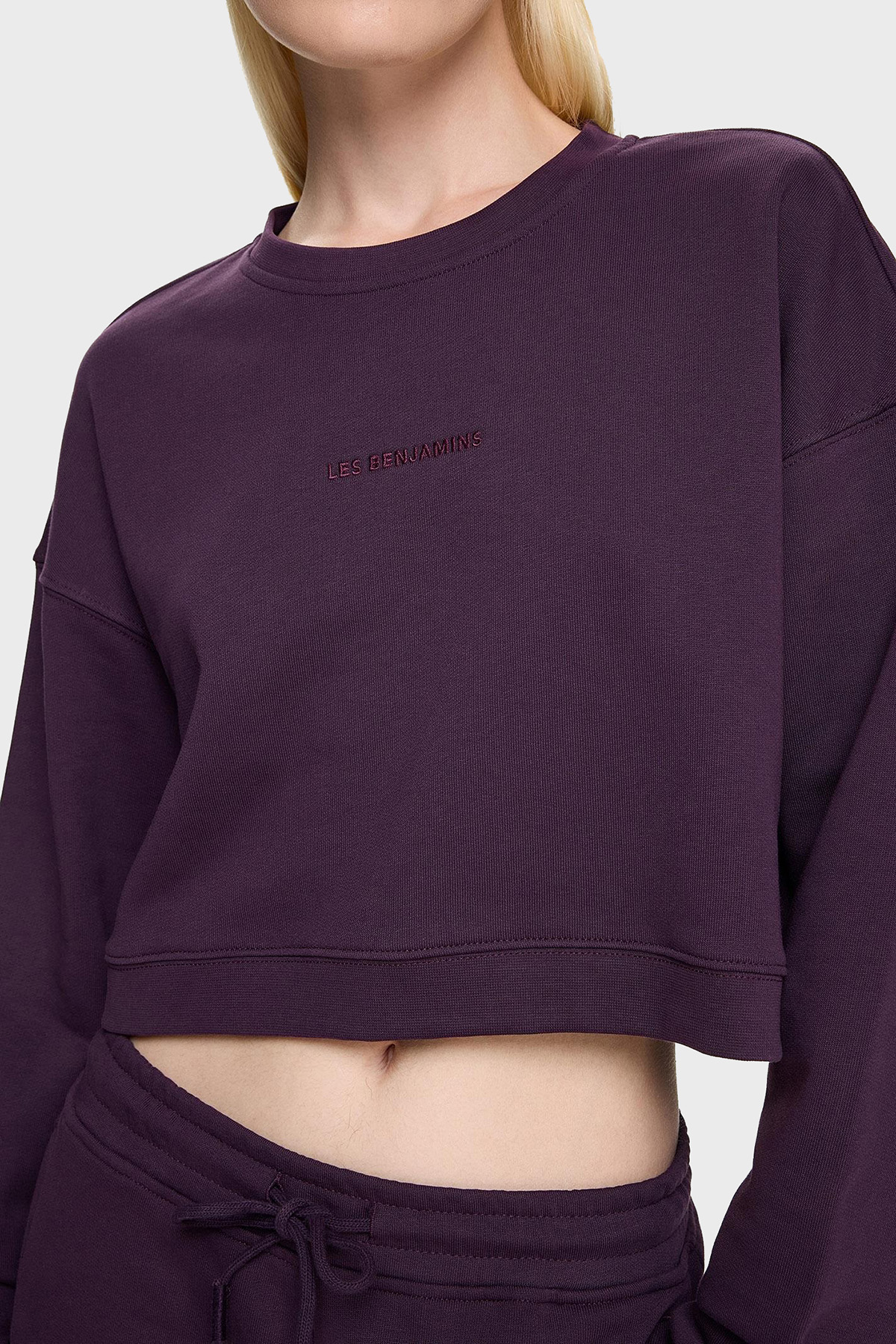 Les Benjamins % 100 Pamuklu Relaxed Fit Bisiklet Yaka Kadın Sweat LB24FWESSFUSW-303 MOR