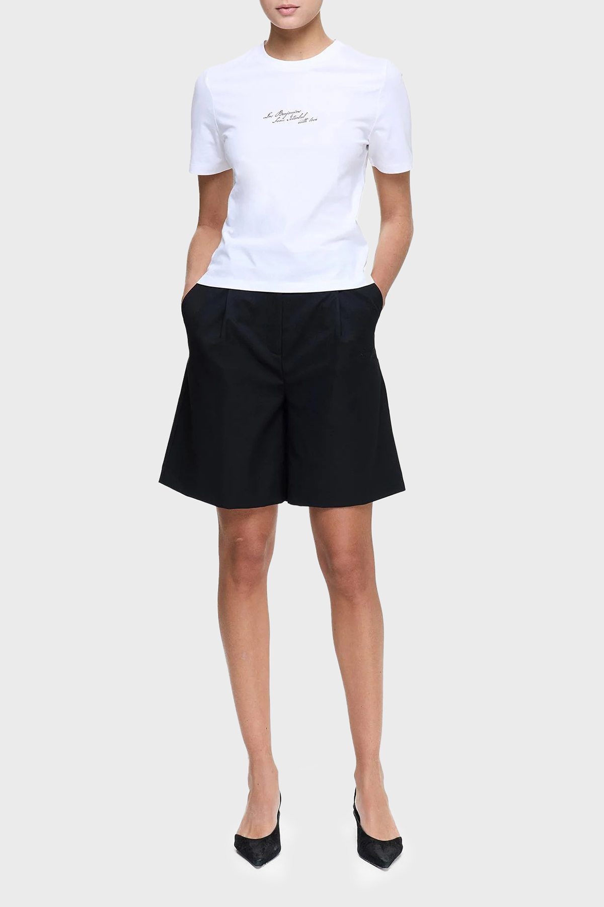 Les Benjamins Baskılı % 100 Pamuk Regular Fit Bisiklet Yaka Kadın T Shirt LB25SSUNLFUTS-030 BEYAZ