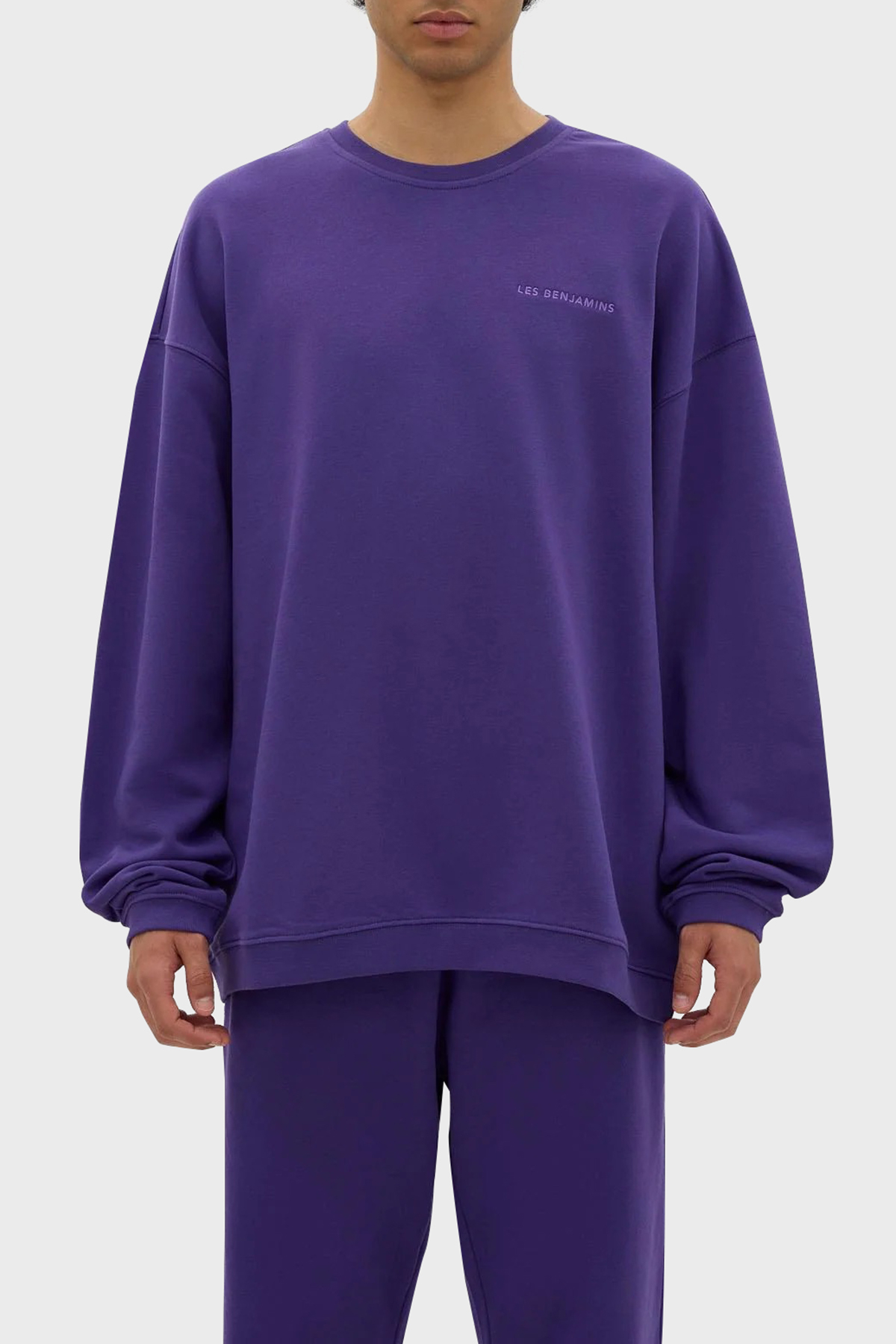Les Benjamins Bisiklet Yaka % 100 Pamuk Relaxed Fit Erkek Sweat LB23FWESSMUSW-305 MOR