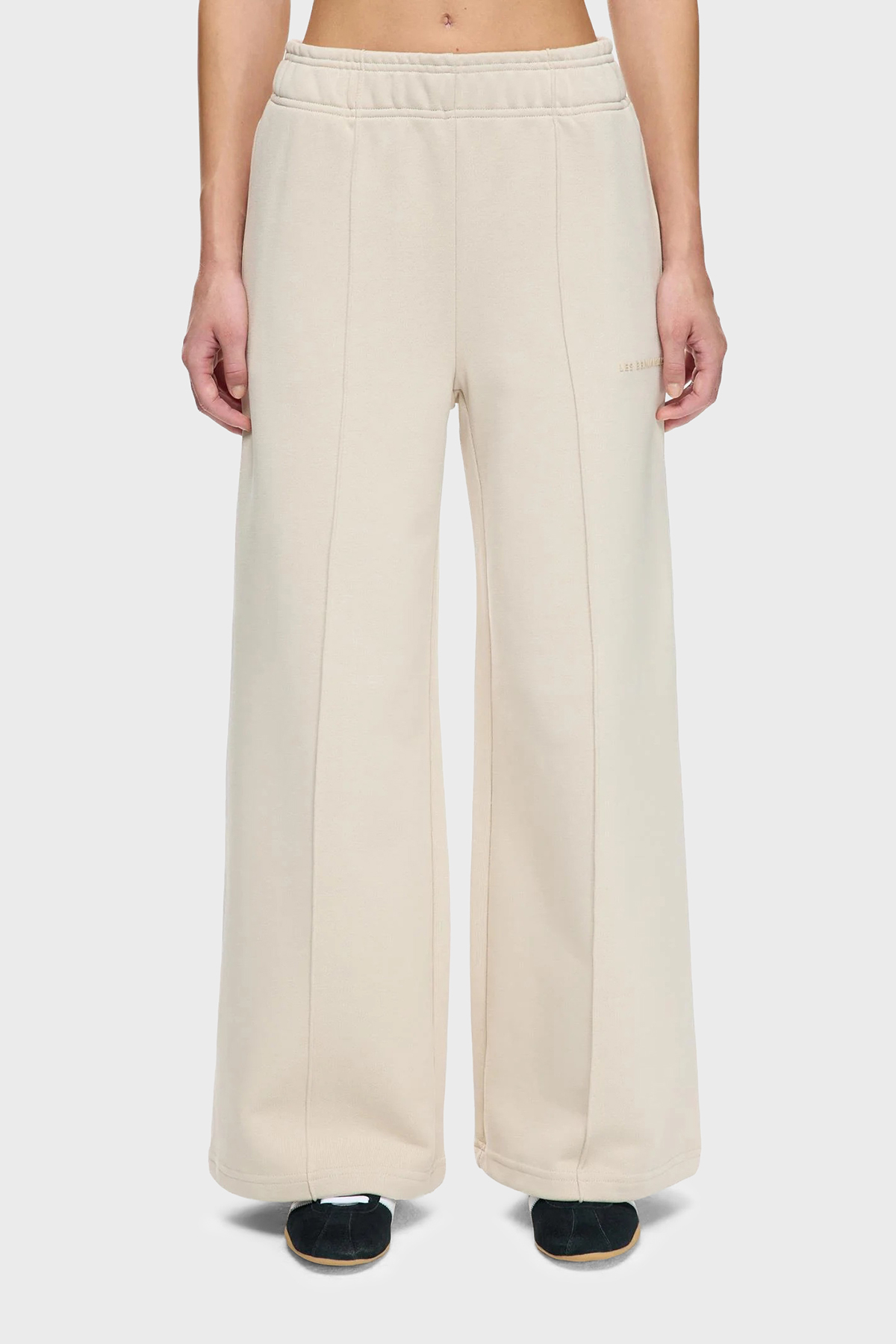 Les Benjamins Çimalı Pamuklu Regular Fit Normal Bel Geniş Paça Kadın Pantolon LB25FWCLAFUSP-401 BEJ
