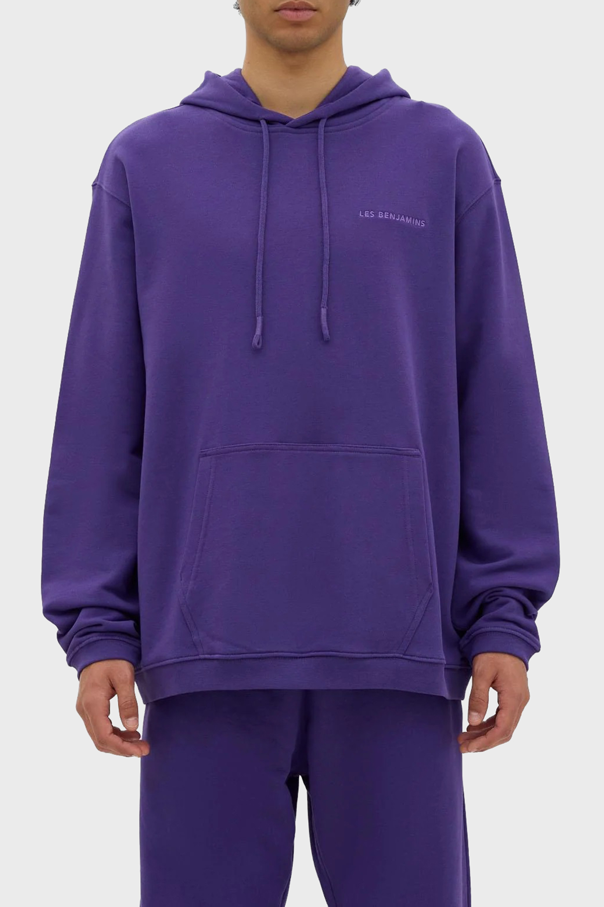 Les Benjamins Kapüşonlu Kanguru Cepli % 100 Pamuk Relaxed Fit Erkek Sweat LB23FWESSMUHD-305 MOR