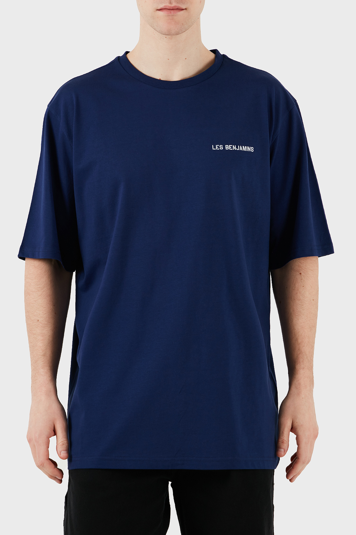Les Benjamins Logo Baskılı Oversize Fit Pamuklu Bisiklet Yaka Erkek T Shirt LB25SSUNLMUOT-020 LACİVERT