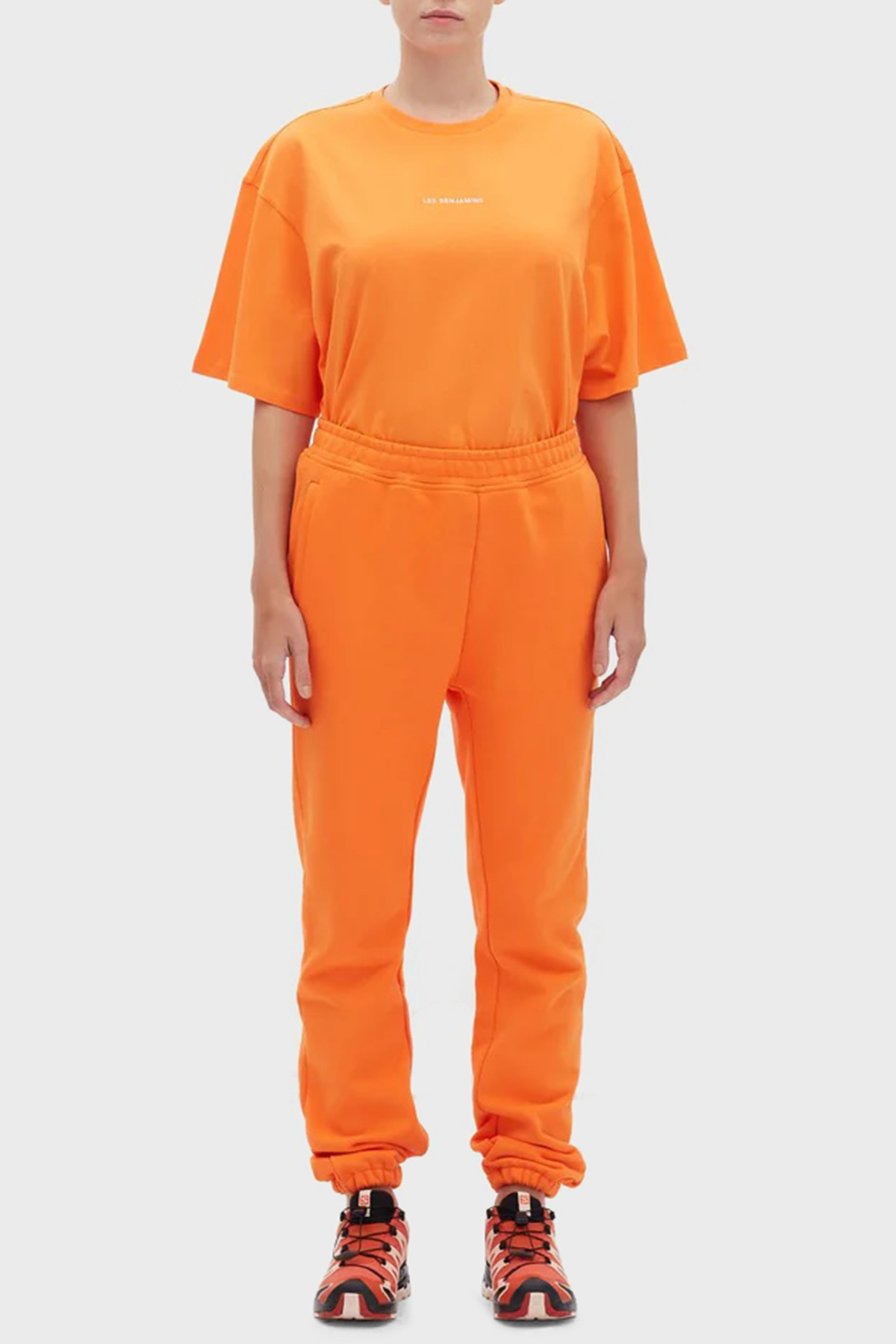 Les Benjamins Logolu Regular Fit Elastik Bel Bantlı Cepli % 100 Pamuk Kadın Pantolon LB22FWESSFUSP-304 ORANGE