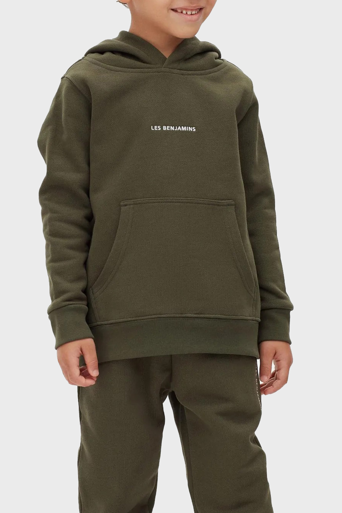 Les Benjamins Logolu Regular Fit Kapüşonlu Kanguru Cepli % 100 Pamuk Unisex Sweat LB22FWCHLCUHD-502 HAKİ