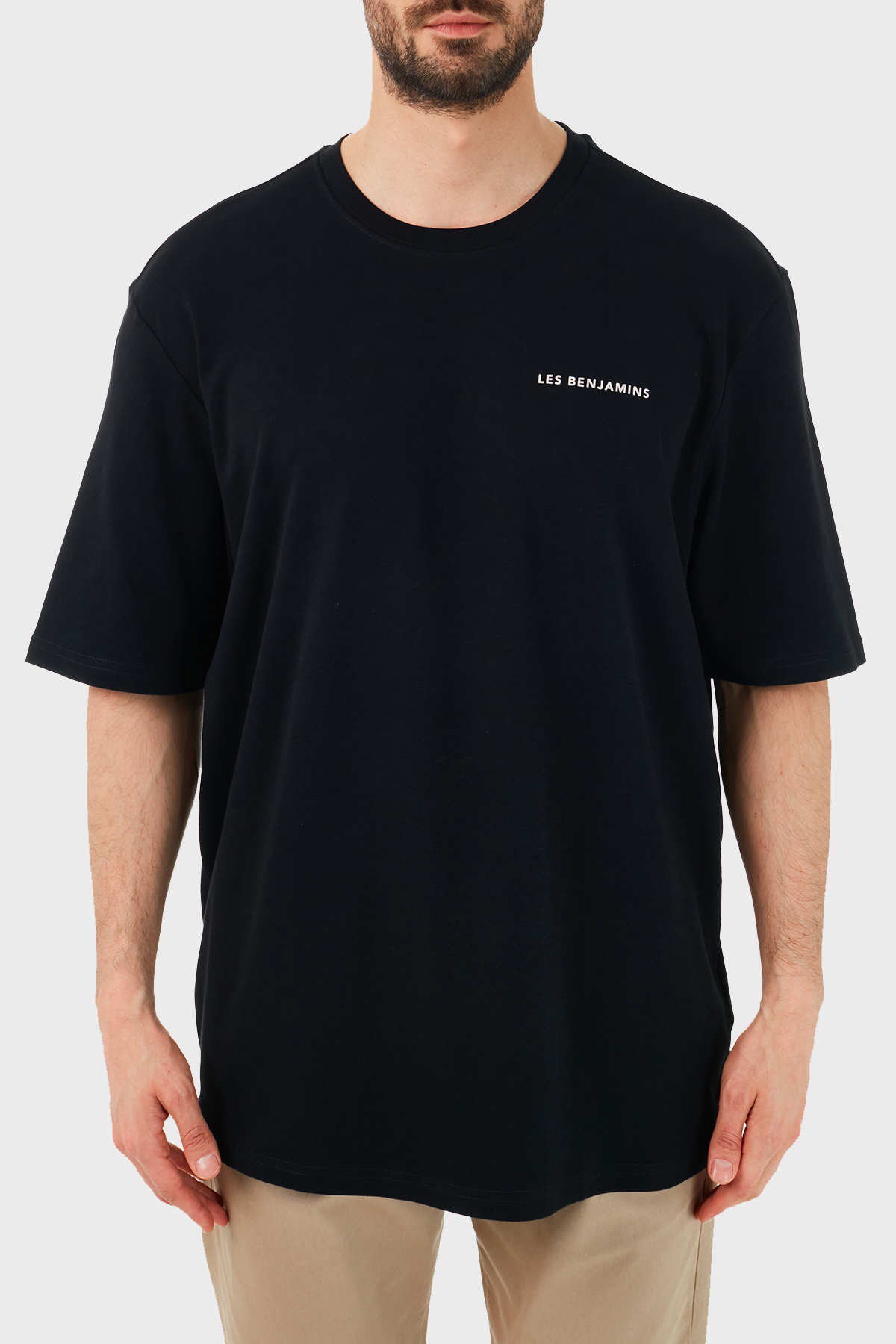 Les Benjamins Oversize Bisiklet Yaka % 100 Pamuk Erkek T Shirt LB21SSCORMUOT-001 SİYAH