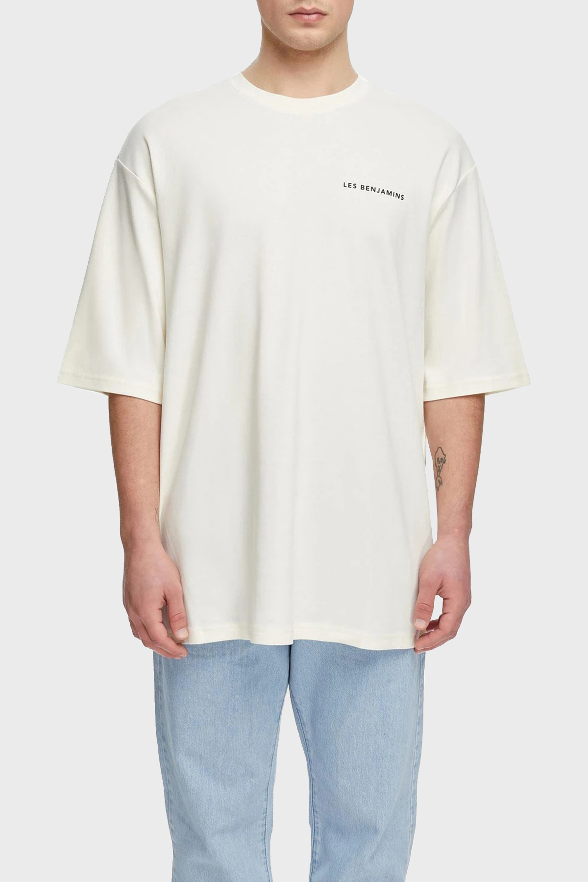 Les Benjamins Oversize Bisiklet Yaka % 100 Pamuk Erkek T Shirt LB21SSCORMUOT-004 EKRU
