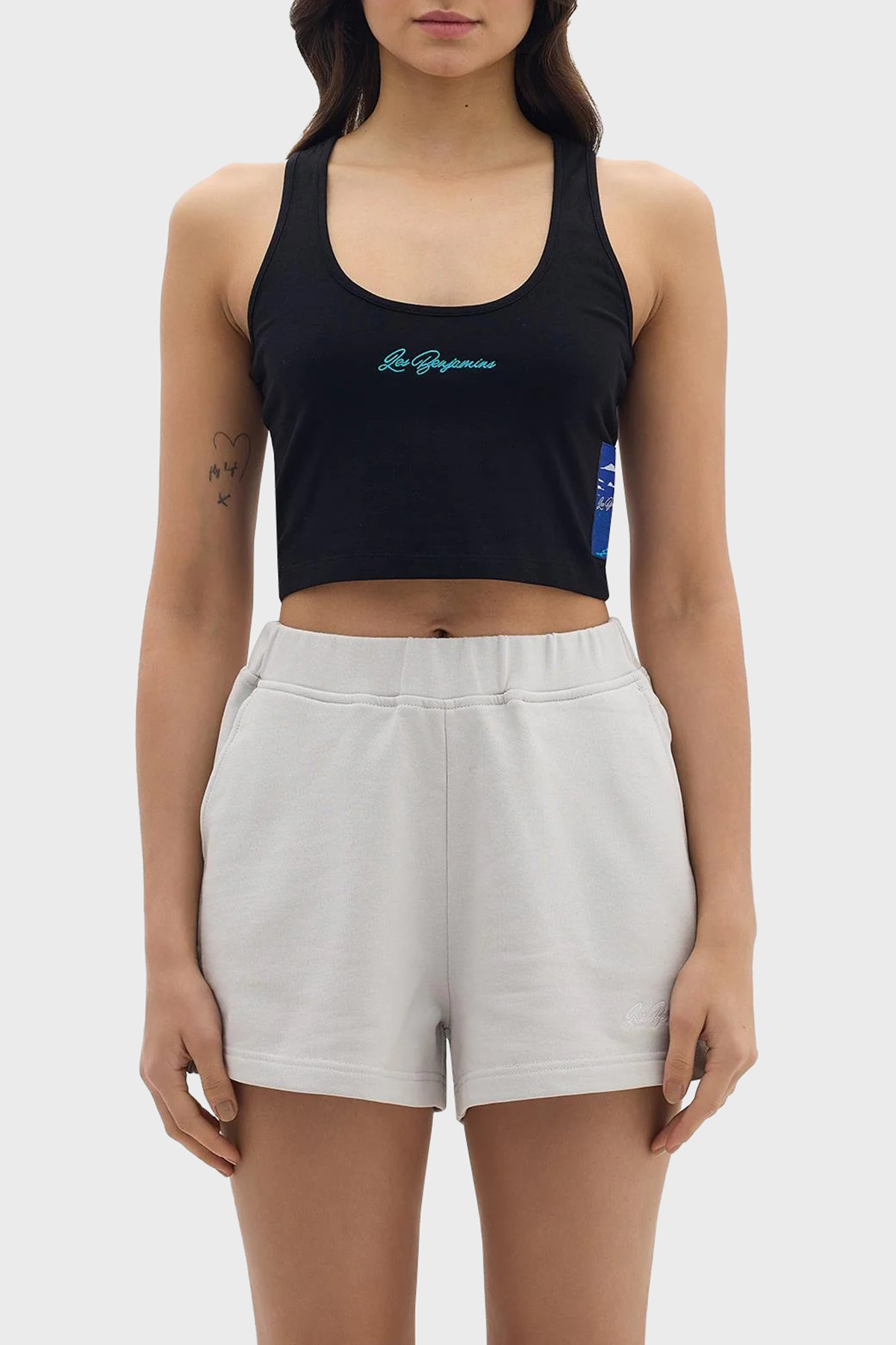 Les Benjamins Pamuklu Cropped Fit Kadın Top LB24SSKISFUTN-002 SİYAH