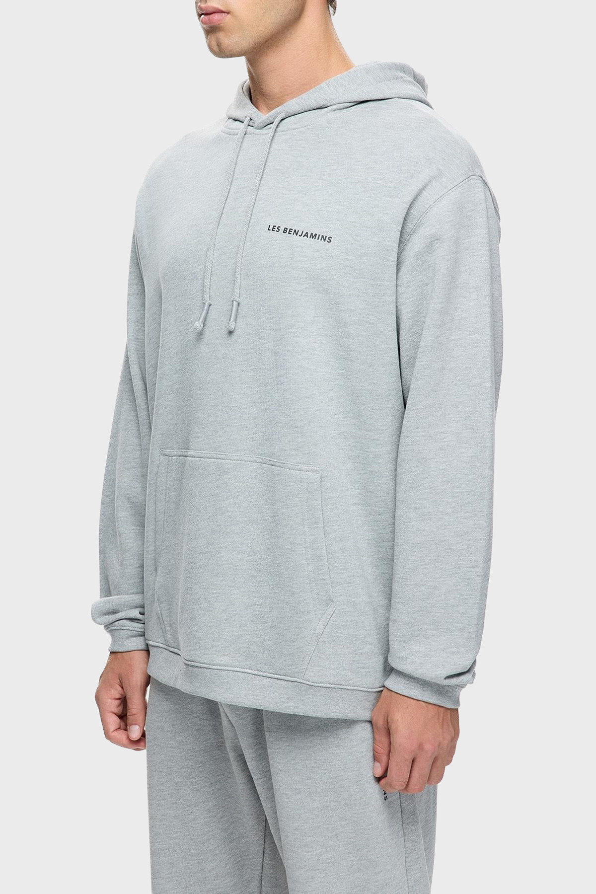 Les Benjamins Pamuklu Logolu Regular Fit Kapüşonlu Erkek Sweat LBNOOSCORMUHD-308 AÇIK GRİ