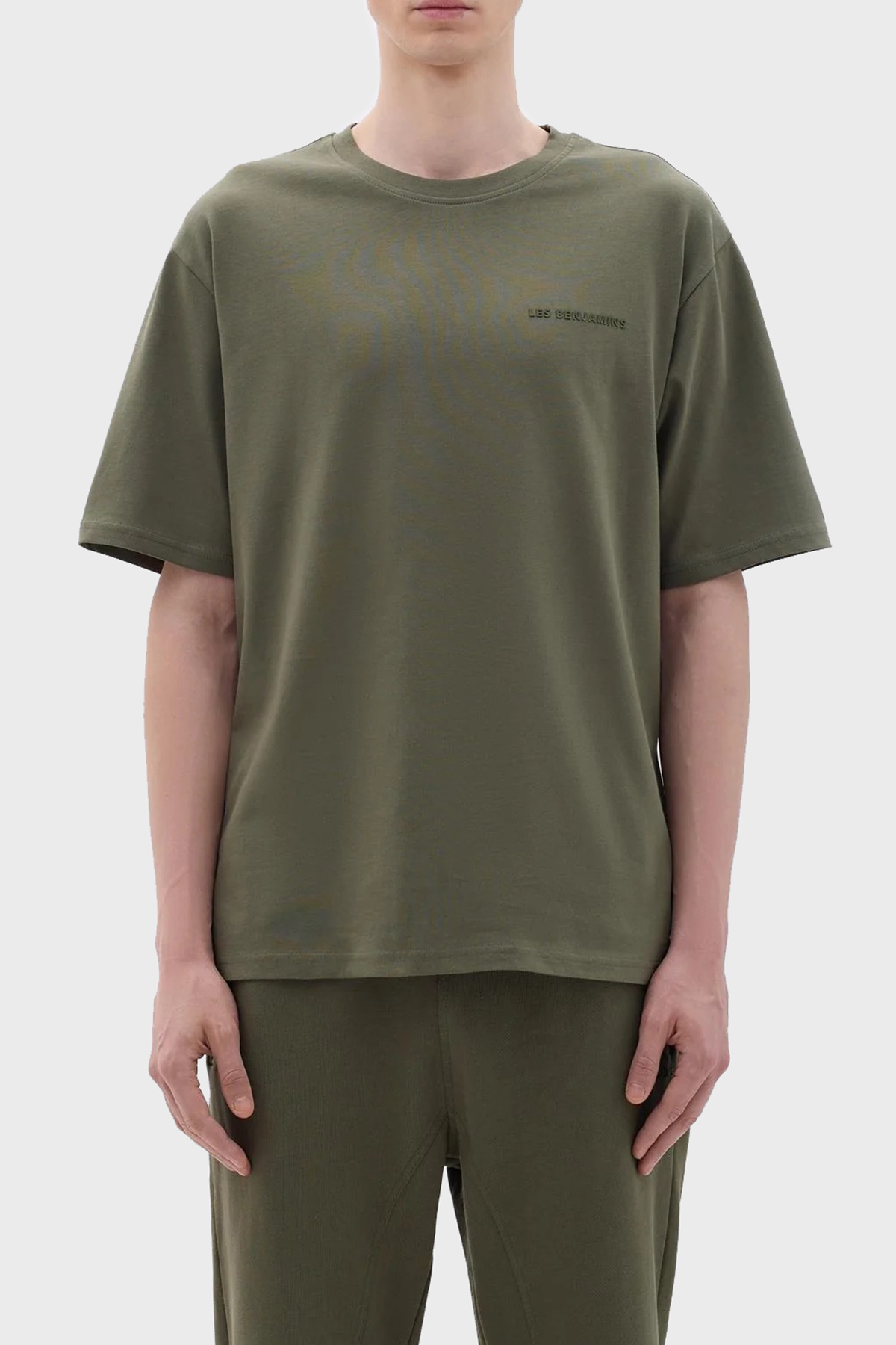 Les Benjamins Pamuklu Oversize Bisiklet Yaka Erkek T Shirt B23FWCLAMUTS-405 YEŞİL