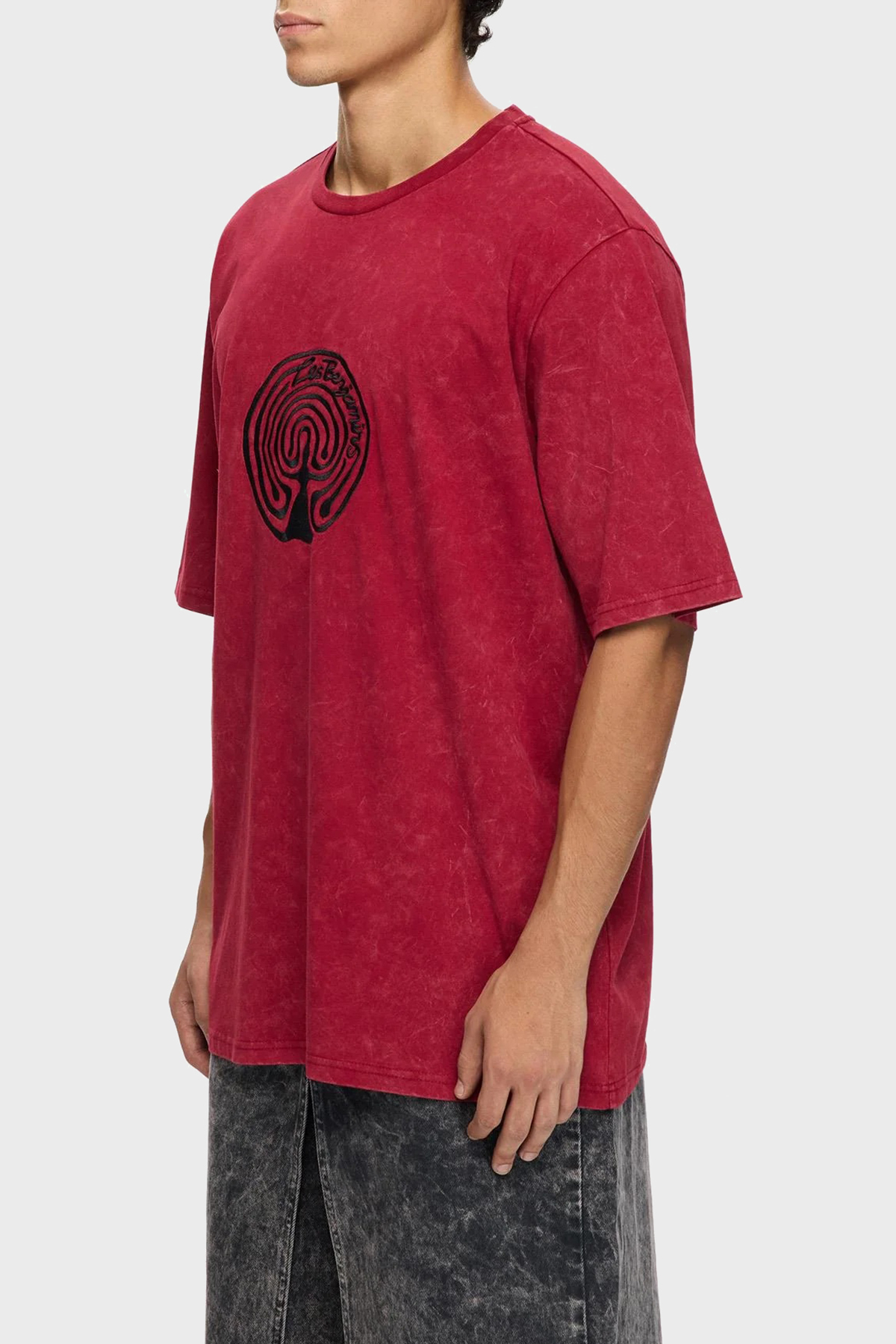 Les Benjamins Pamuklu Oversize Fit Bisiklet Yaka Logolu Erkek T Shirt LB25FWTURMUOT-015 KIRMIZI