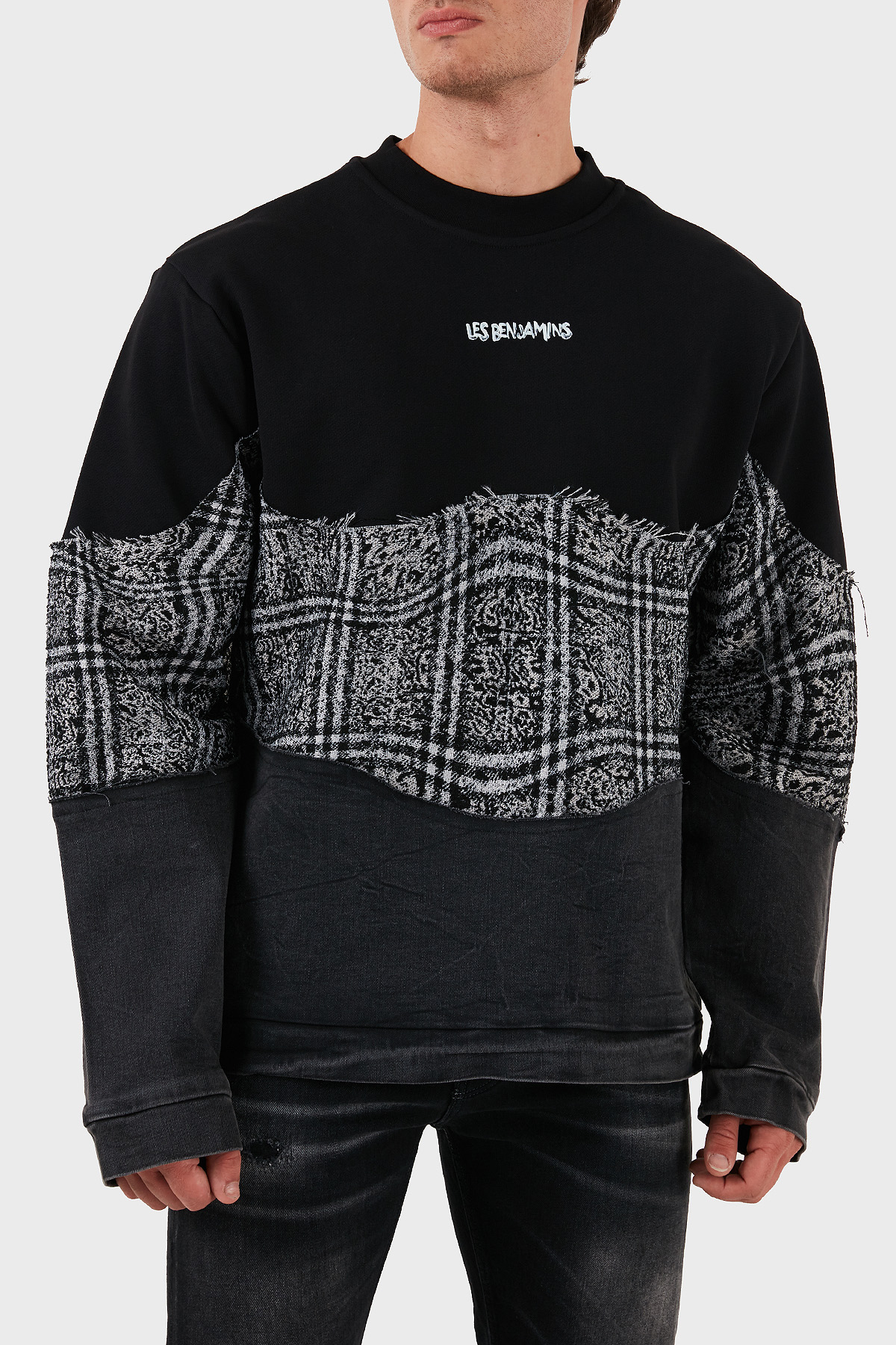 Les Benjamins Pamuklu Regular Fit Bisiklet Yaka Erkek Sweat LB24FWEAPMUSW-010 SİYAH