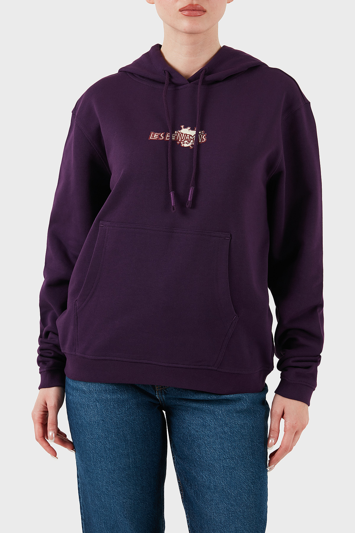 Les Benjamins Pamuklu Regular Fit Kanguru Cepli Kapüşonlu Kadın Sweat LB24FWEAPFUHD-004 MOR