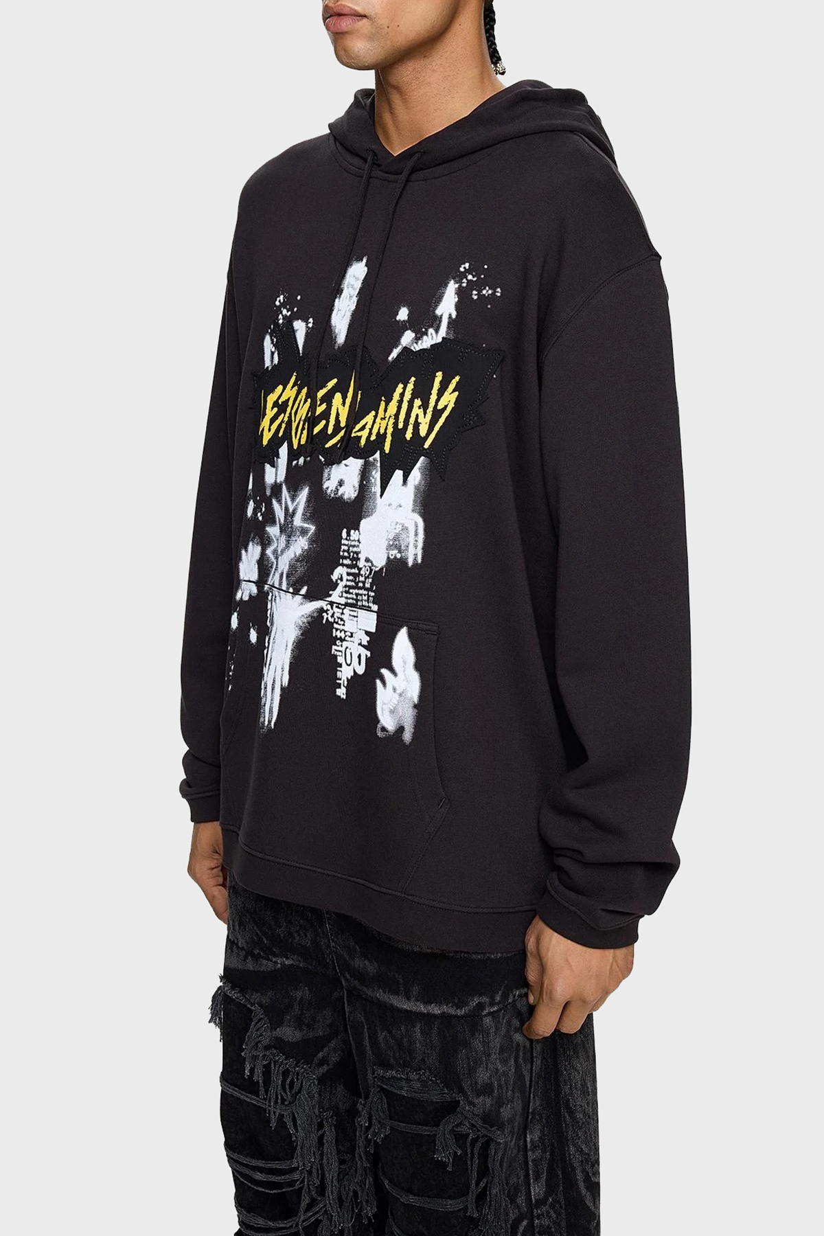 Les Benjamins Pamuklu Regular Fit Kapüşonlu Kanguru Cepli Erkek Sweat LB24FWEAPMUHD-013 SİYAH