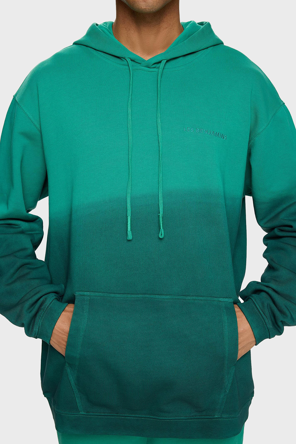 Les Benjamins Pamuklu Regular Fit Kapüşonlu Kanguru Cepli Erkek Sweat LB24FWESSMUHD-304 YEŞİL
