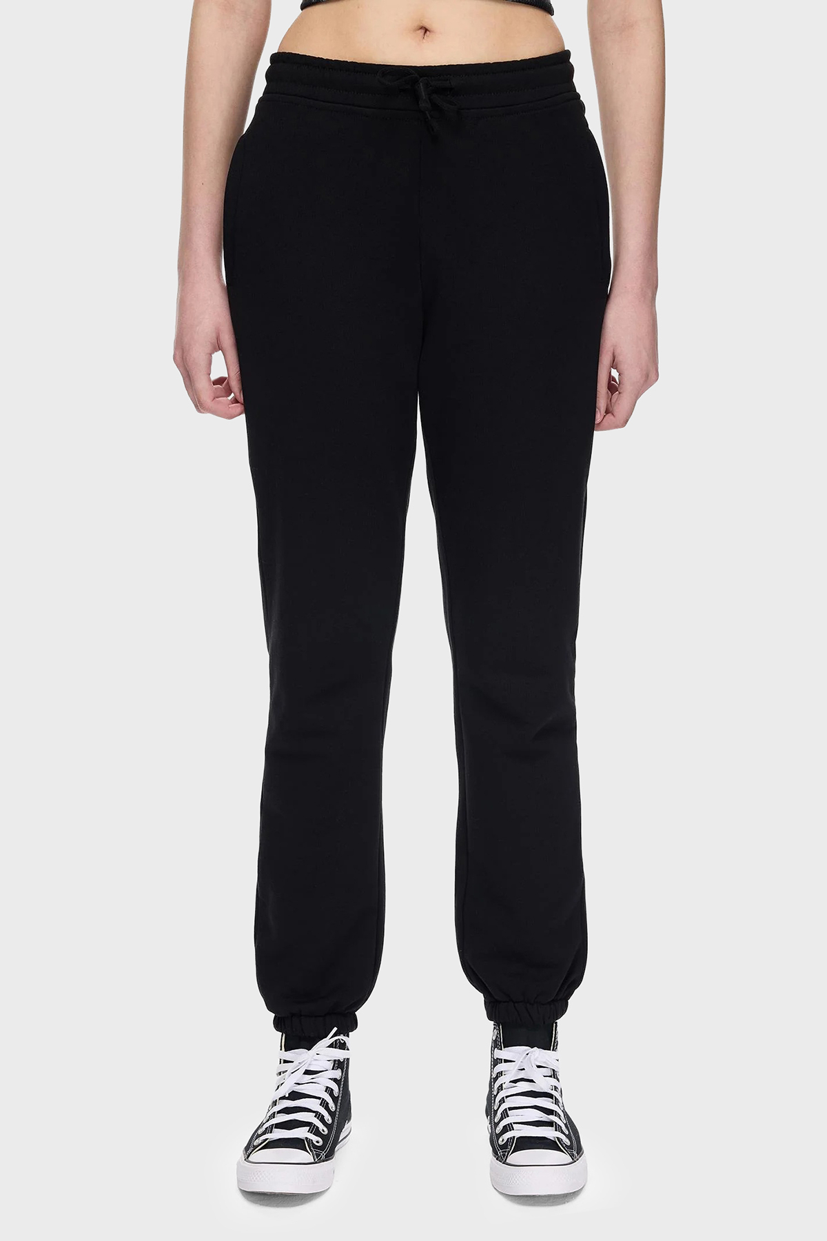 Les Benjamins Pamuklu Regular Fit Normal Bel Lastikli Paça Kadın Pantolon LBNOOSESSFUSP-307 SİYAH