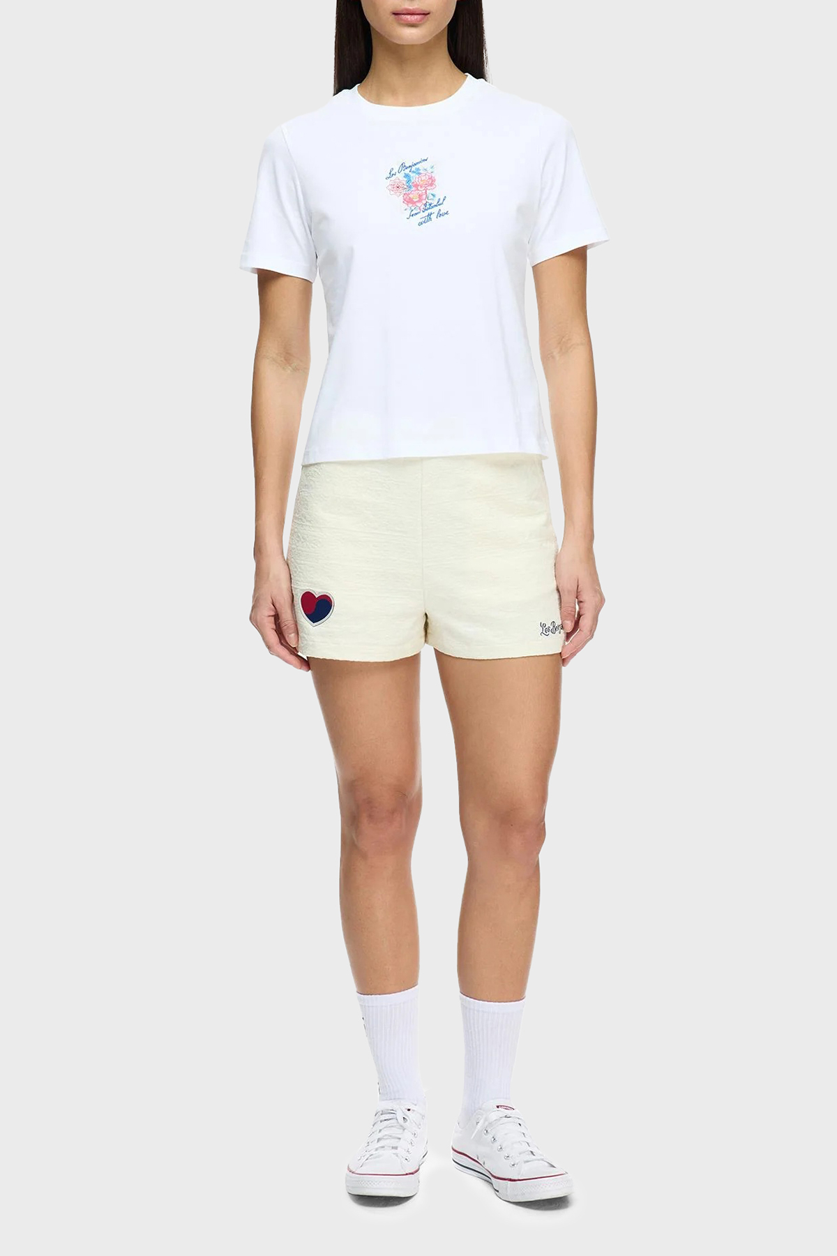 Les Benjamins Pamuklu Regular Fit Yüksek Bel Jakarlı Kadın Short LB25SSUNLFUSO-007 EKRU