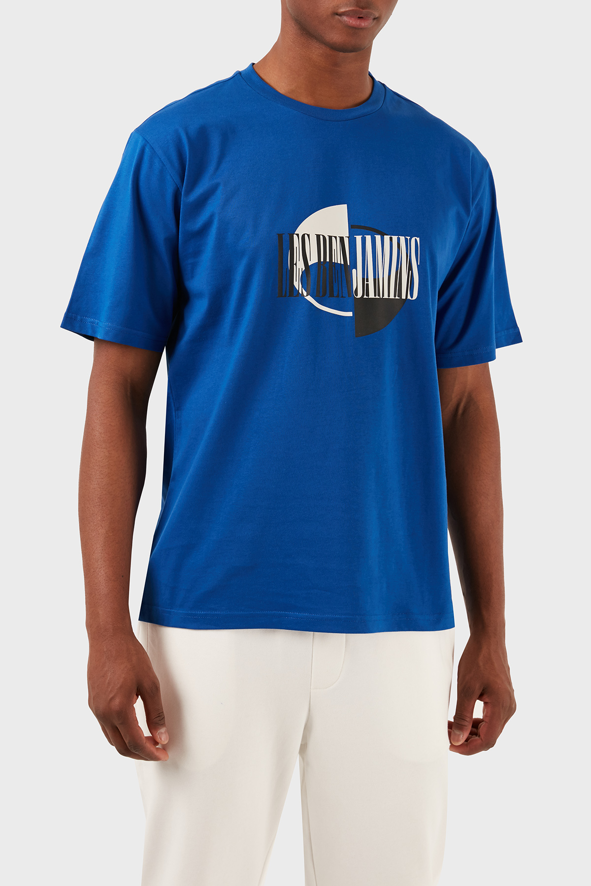 Les Benjamins Pamuklu Relaxed Fit Bisiklet Yaka Erkek T Shirt LB24SSKISMUTS-044 MAVİ