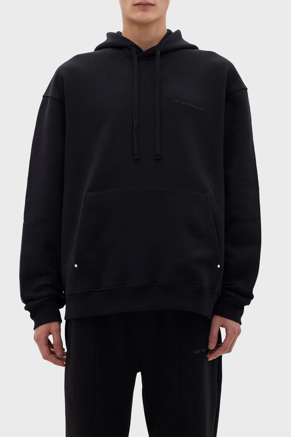 Les Benjamins Pamuklu Relaxed Fit Kanguru Cepli Erkek Sweat LB23FWCLAMUHD-401 SİYAH