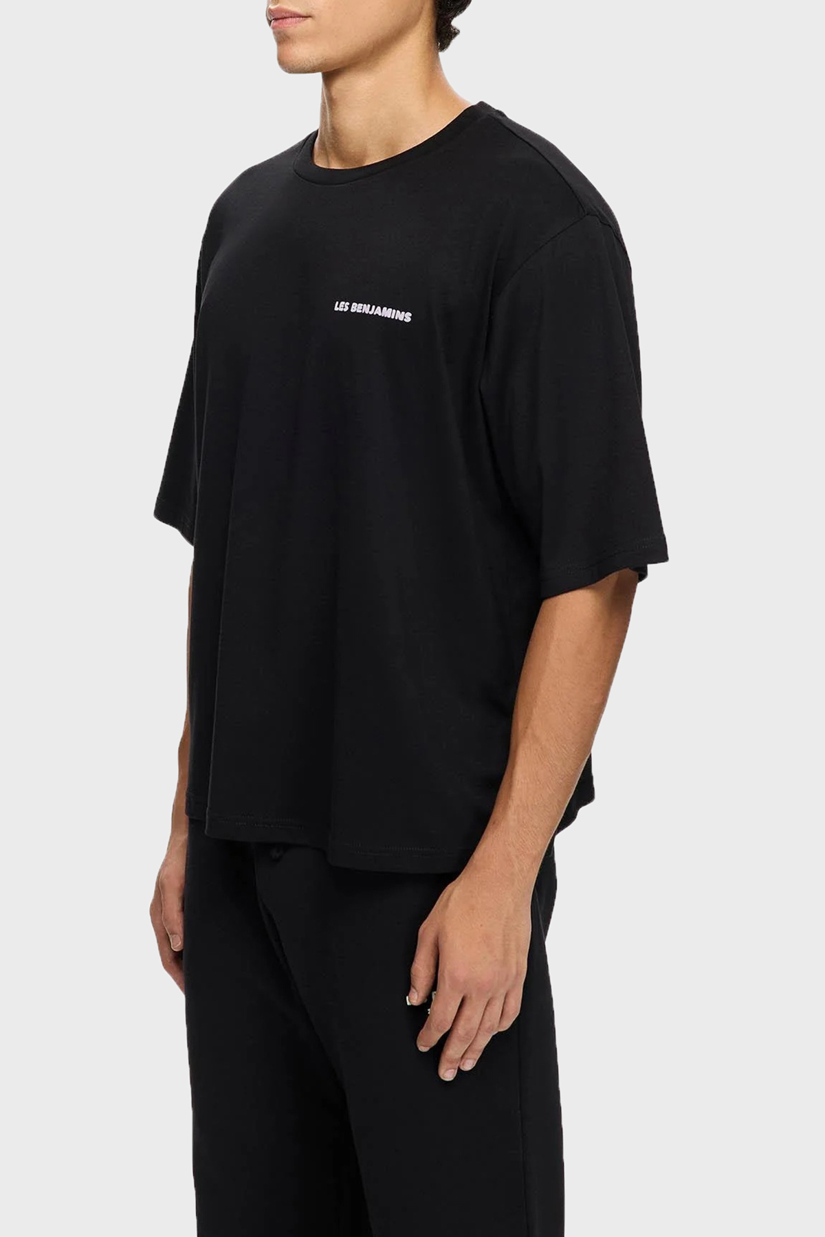 Les Benjamins Sırt Baskılı Pamuklu Oversize Fit Bisiklet Yaka Erkek T Shirt LB25FWTURMUOT-006 SİYAH