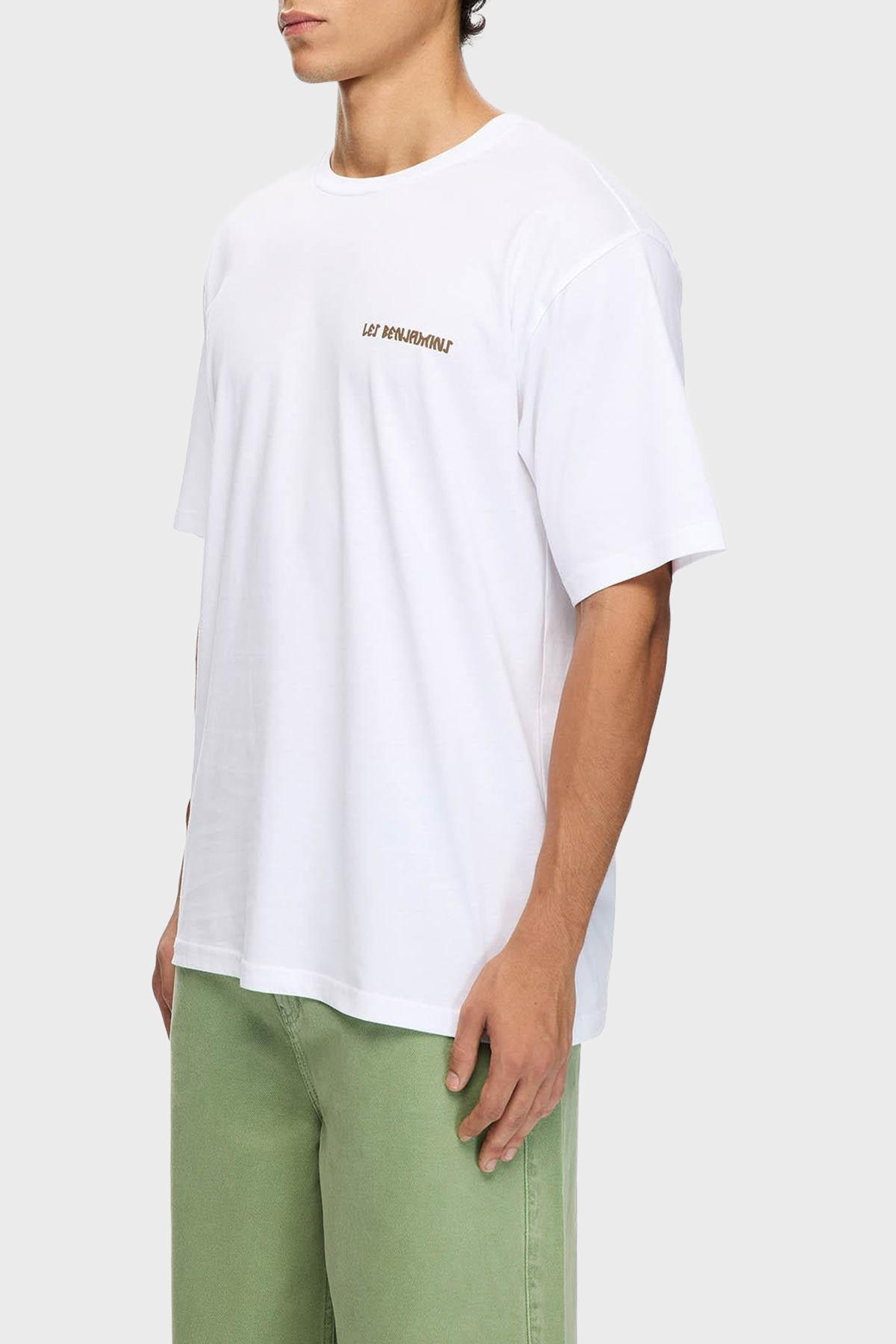 Les Benjamins Sırt Baskılı Pamuklu Relaxed Fit Bisiklet Yaka Erkek T Shirt LB25FWTURMUTS-006 BEYAZ