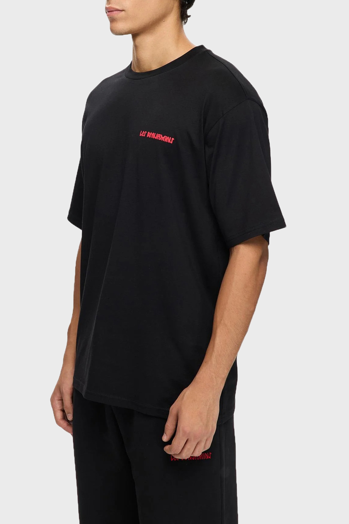 Les Benjamins Sırt Baskılı Pamuklu Relaxed Fit Bisiklet Yaka Erkek T Shirt LB25FWTURMUTS-025 SİYAH