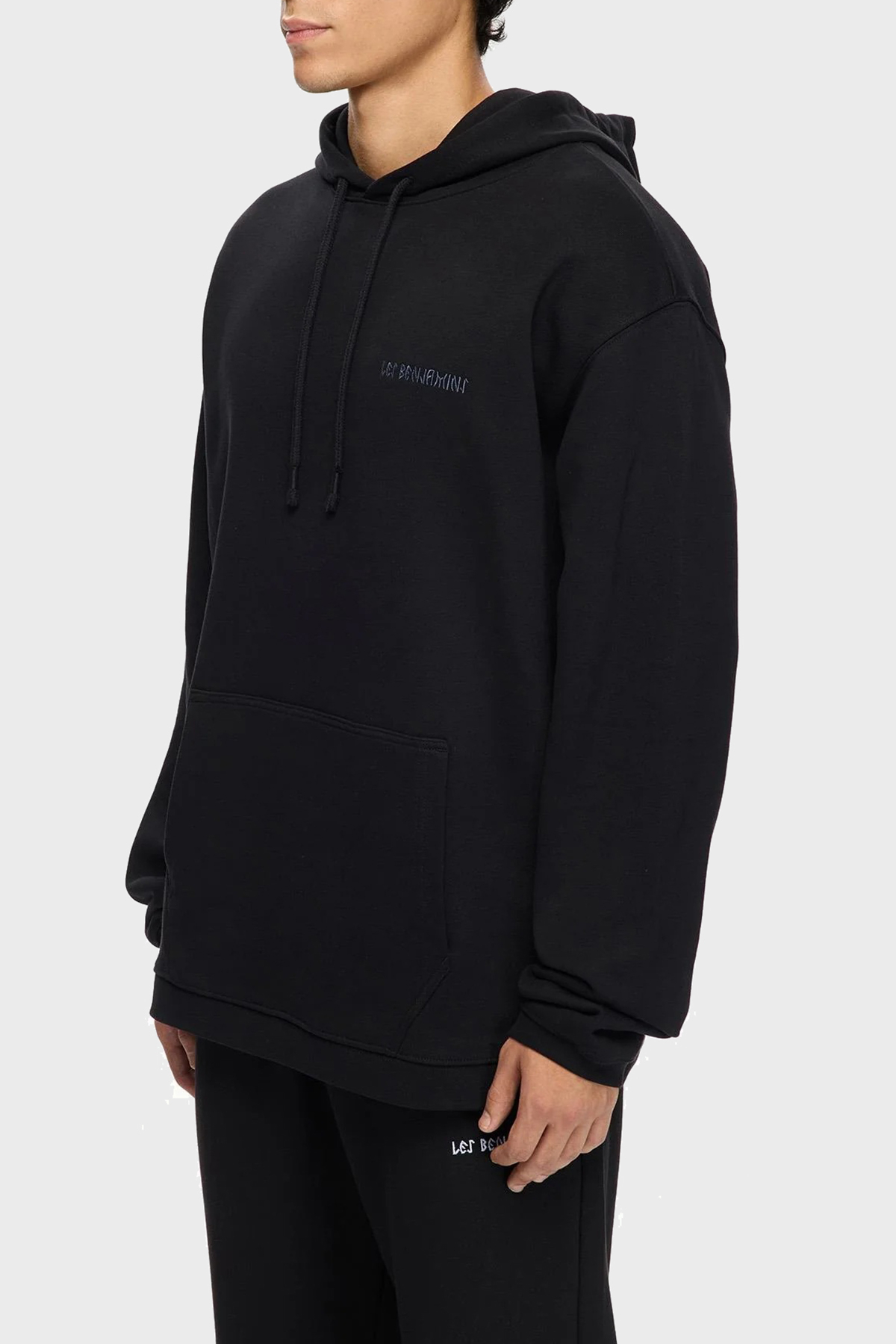 Les Benjamins Sırt Baskılı Pamuklu Relaxed Fit Kapüşonlu Erkek Sweat LB25FWTURMUHD-003 SİYAH