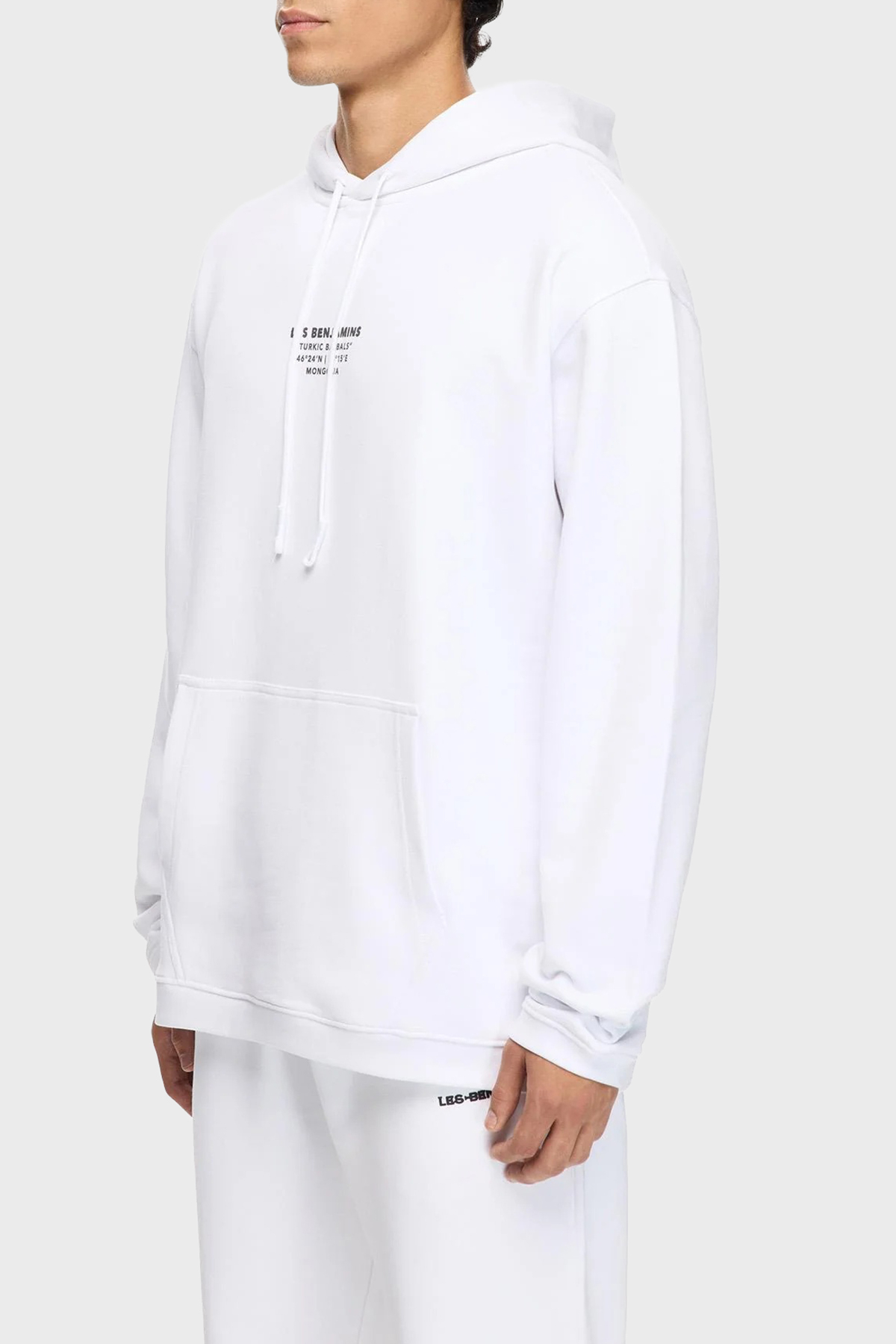 Les Benjamins Sırt Baskılı Pamuklu Relaxed Fit Kapüşonlu Erkek Sweat LB25FWTURMUHD-004 BEYAZ