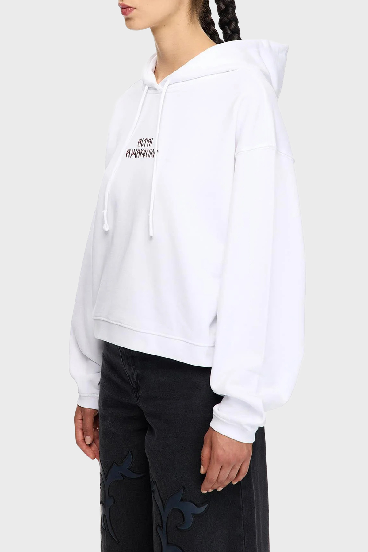 Les Benjamins Sırt Baskılı Pamuklu Relaxed Fit Kapüşonlu Yaka Kadın Sweat LB25FWTURFUHD-004 BEYAZ