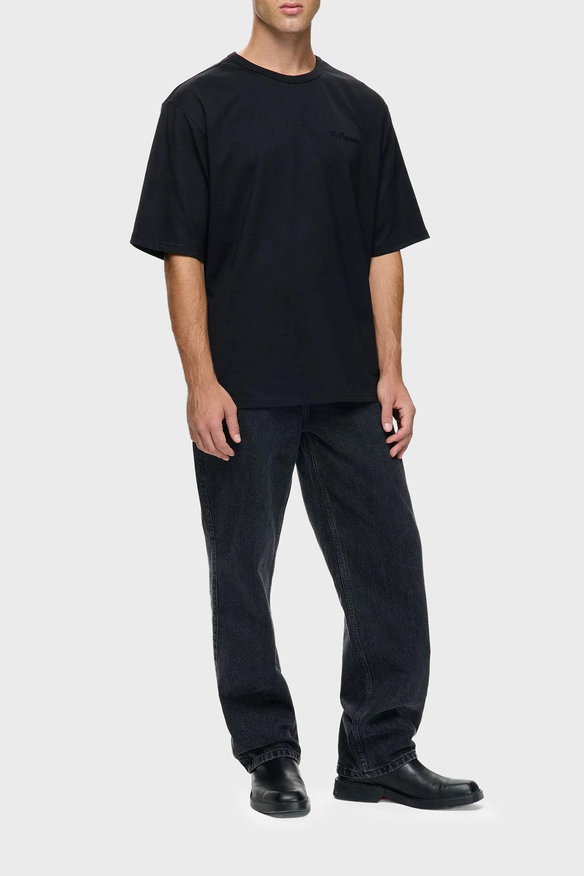 Les Benjamins Sırtta Logo Detaylı Pamuklu Regular Fit Bisiklet Yaka Erkek T Shirt LB25FWCLAMUTS-404 SİYAH