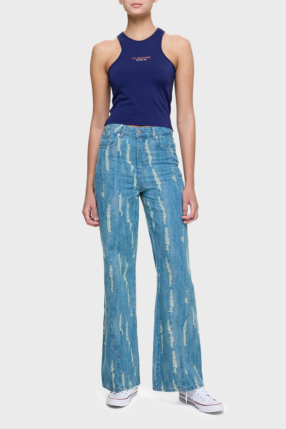 Les Benjamins Slim Fit Halter Yaka Logolu Kadın Top LB25SSUNLFUTN-001 LACİVERT