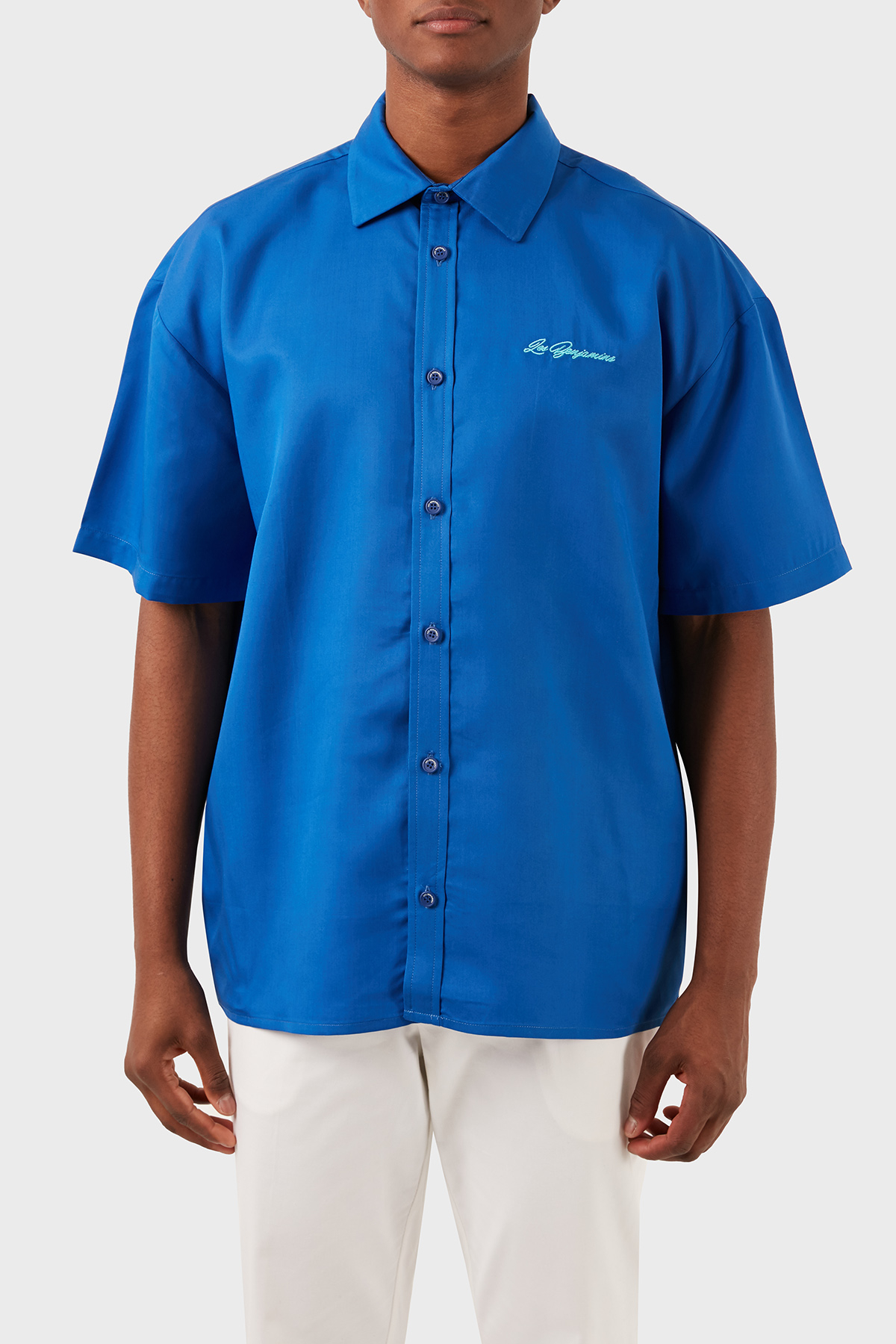 Les Benjamins Tensel Relaxed Fit Kısa Kollu Erkek Gömlek LB24SSKISMUSH-009 MAVİ