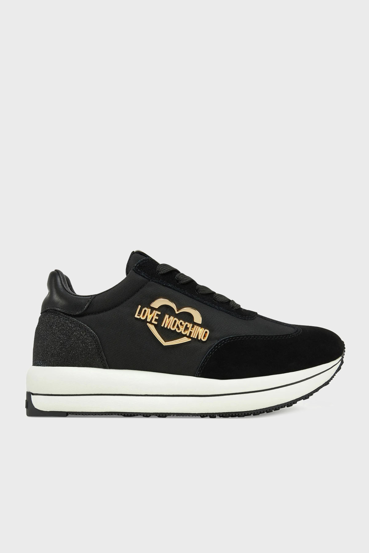 Love Moschino Deri Süet Detaylı Sneaker Kadın Ayakkabı JA15074G1MINA00A SİYAH