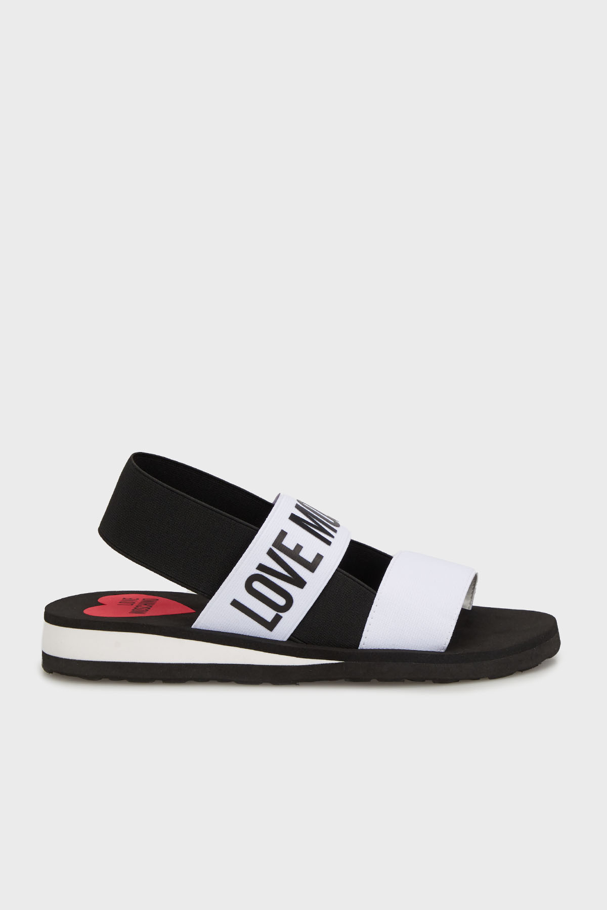 Love Moschino Logolu Çift Bantlı Kadın Sandalet JA16033G0MJN410A SİYAH-BEYAZ
