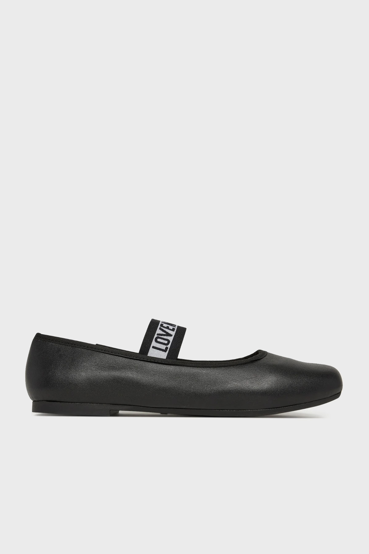 Love Moschino Logolu Hakiki Deri Tek Bantlı Babet Kadın Ayakkabı JA11071G0MIE0000 SİYAH