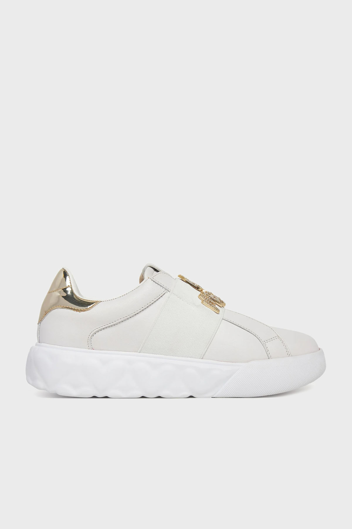 Love Moschino Taş Logolu Deri Sneaker Kadın Ayakkabı JA15064G1MIA610A BEYAZ
