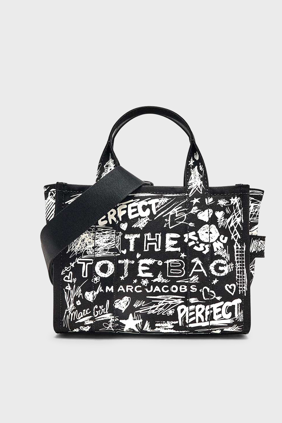 Marc Jacobs Small Tote Logolu Sabit Askılı Kadın Çanta 2S6HTT016H02 002 SİYAH-BEYAZ