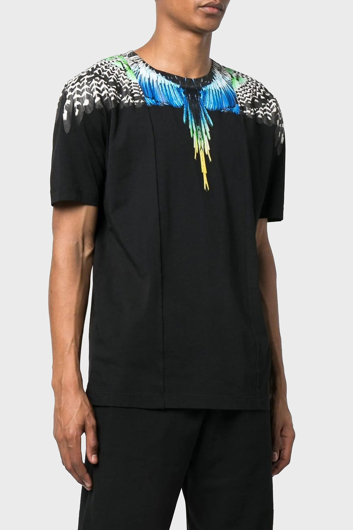 Marcelo Burlon Pamuklu Regular Fit Bisiklet Yaka Erkek T Shirt CMAA018S23JER0061009 SİYAH