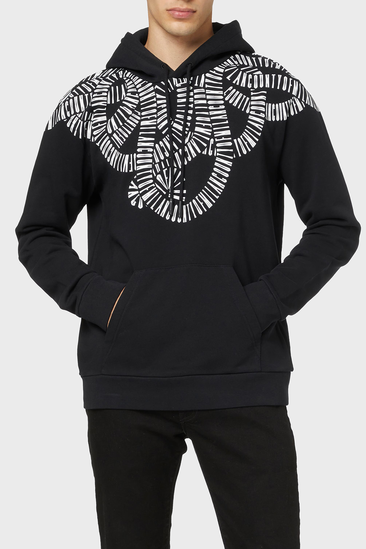 Marcelo Burlon Pamuklu Relaxed Fit Kapüşonlu Erkek Sweat CMBB007F22FLE0041001 SİYAH
