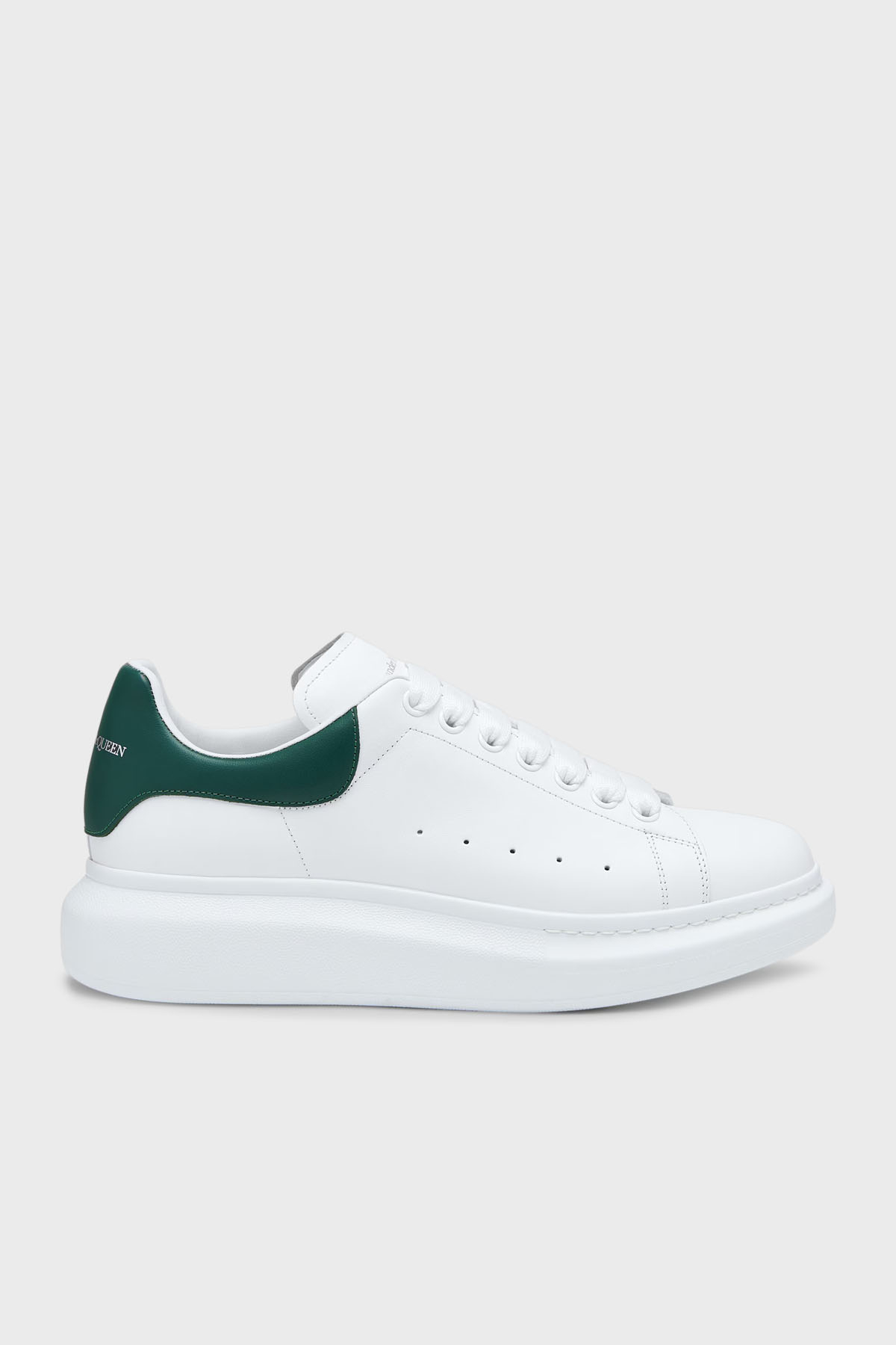 McQueen Deri Logolu Kalın Taban Sneaker Erkek Ayakkabı 553680WIAEE 9197 BEYAZ