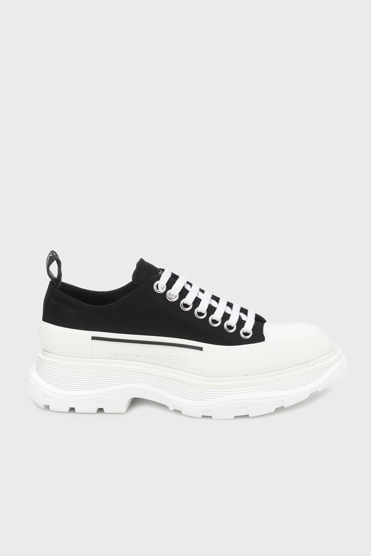 McQueen Pamuklu Kalın Tabanlı Sneaker Kadın Ayakkabı 697072W4AAQ 1070 SİYAH-BEYAZ