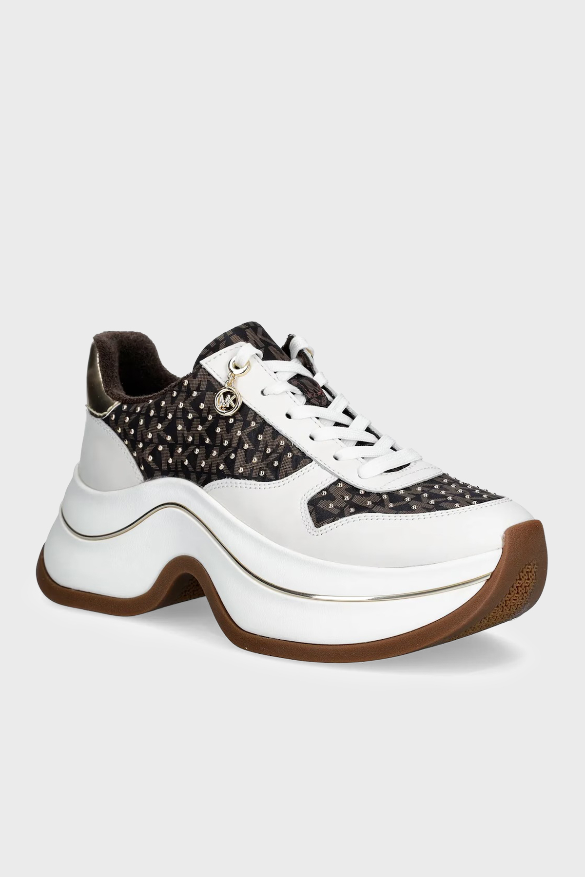 Michael Kors Deri Logolu Sneaker  43R6ARFS2Y200 Kadın Ayakkabı 43R6ARFS2Y 200 KAHVE-BEYAZ