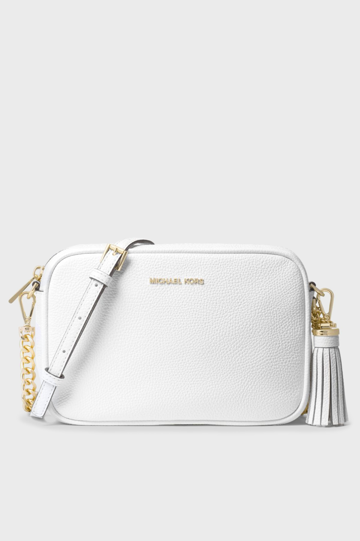 Michael Kors Logolu Ayarlanabilir Uzatma Askılı % 100 Deri Crossbodies Kadın Çanta 32F7GGNM8L 085 BEYAZ