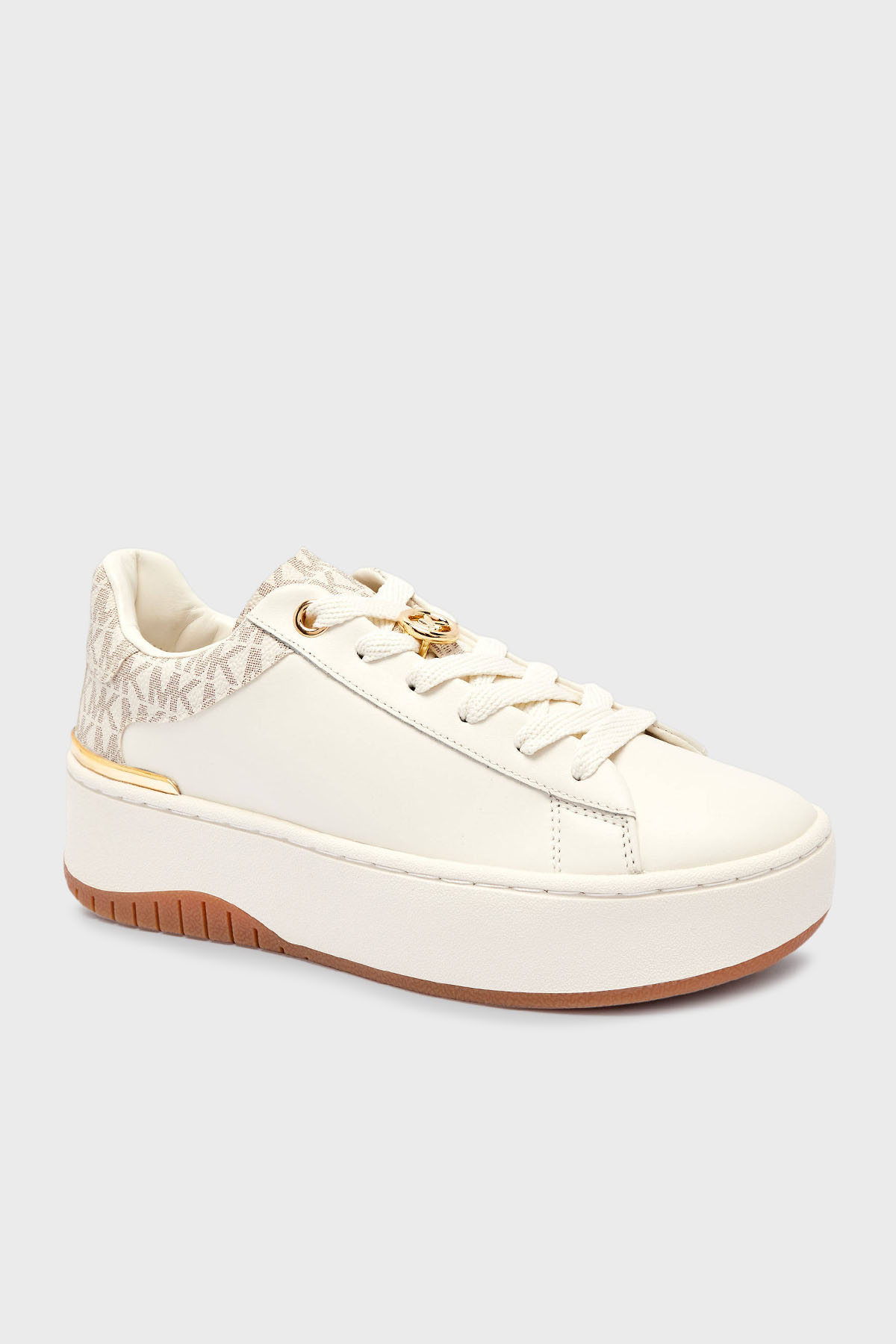 Michael Kors Logolu Deri Sneaker  43F5DTFS6L150 Kadın Ayakkabı 43F5DTFS6L 150 EKRU
