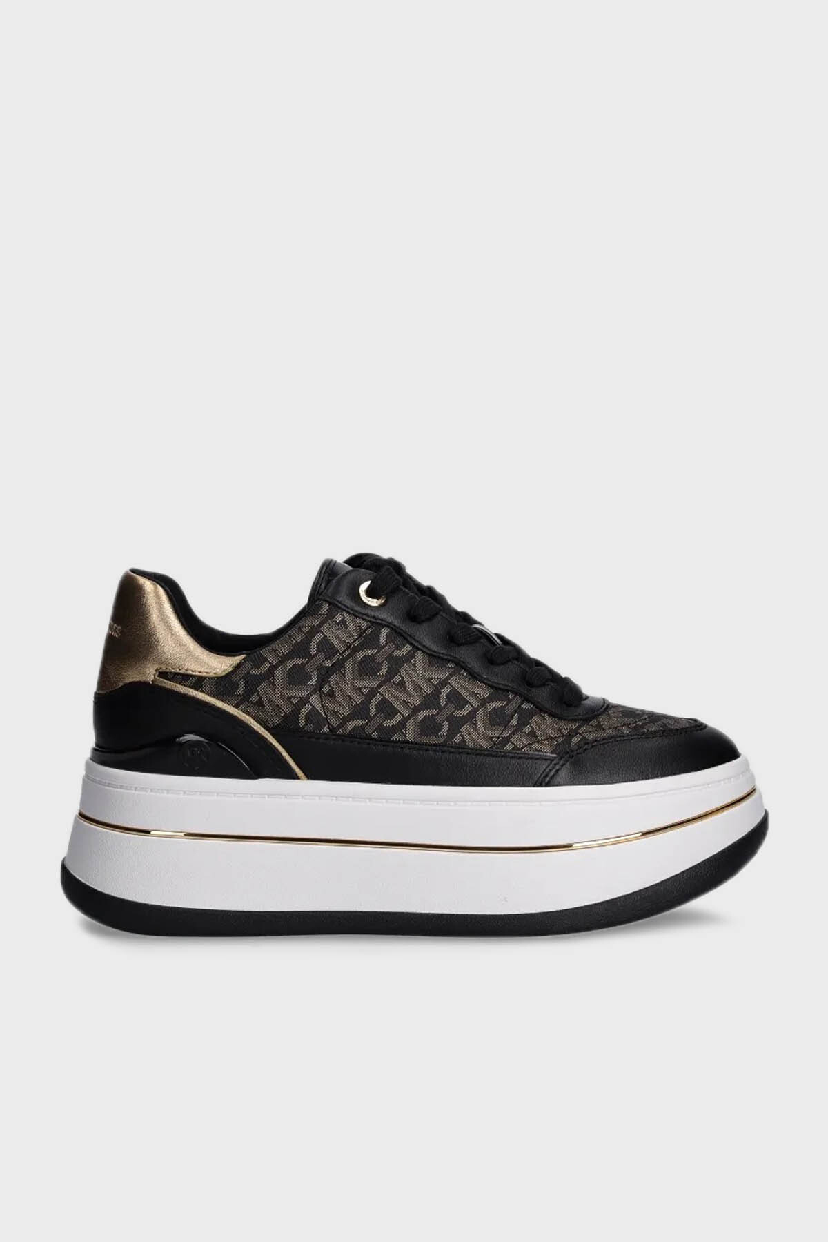 Michael Kors Logolu Platform Taban Sneaker  43F4HYFS2L038 Kadın Ayakkabı 43F4HYFS2L 038 SİYAH-KAHVE