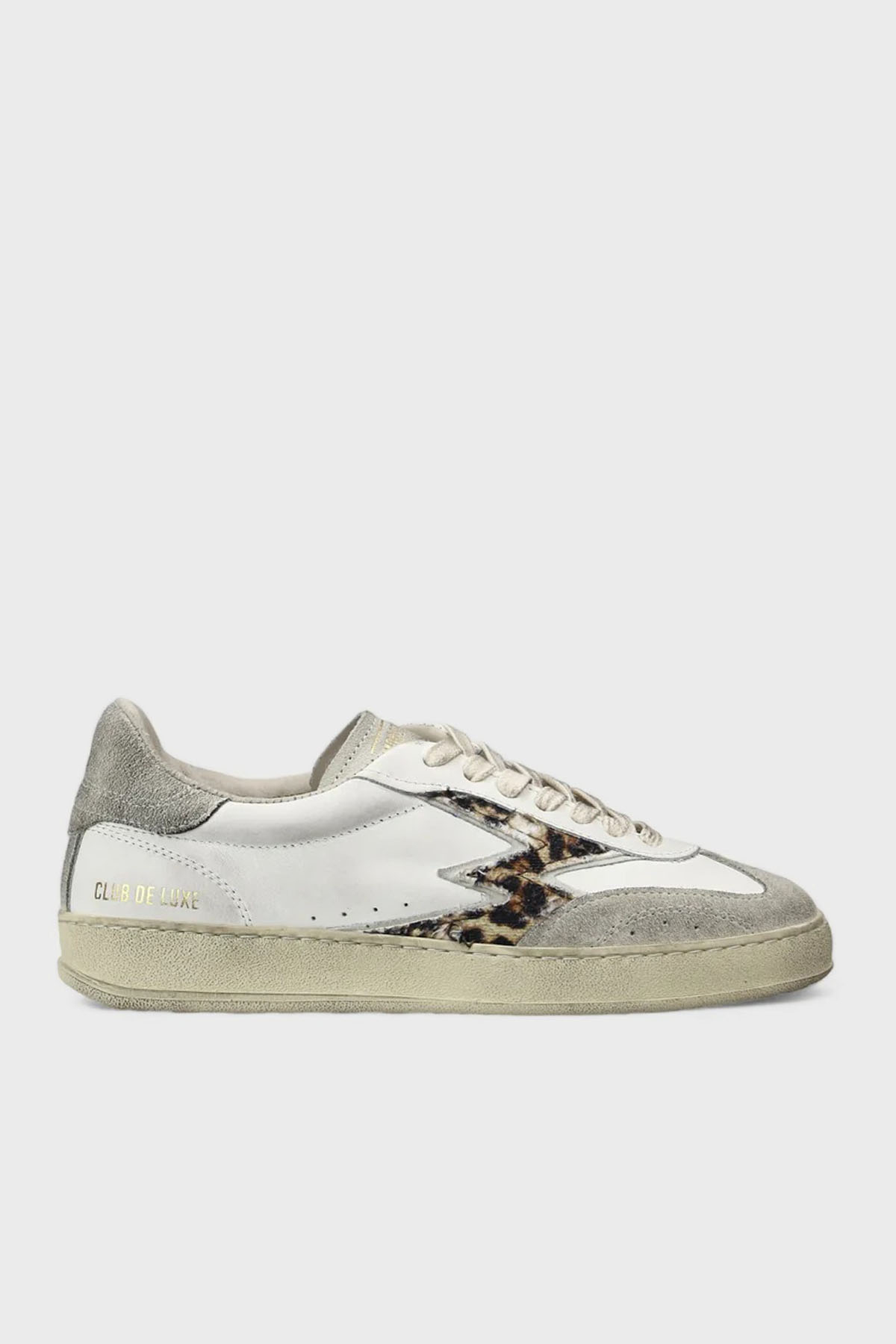 Moaconcept Deri Logolu Leopar ve Süet Detaylı Sneaker Kadın Ayakkabı CL001 BEYAZ