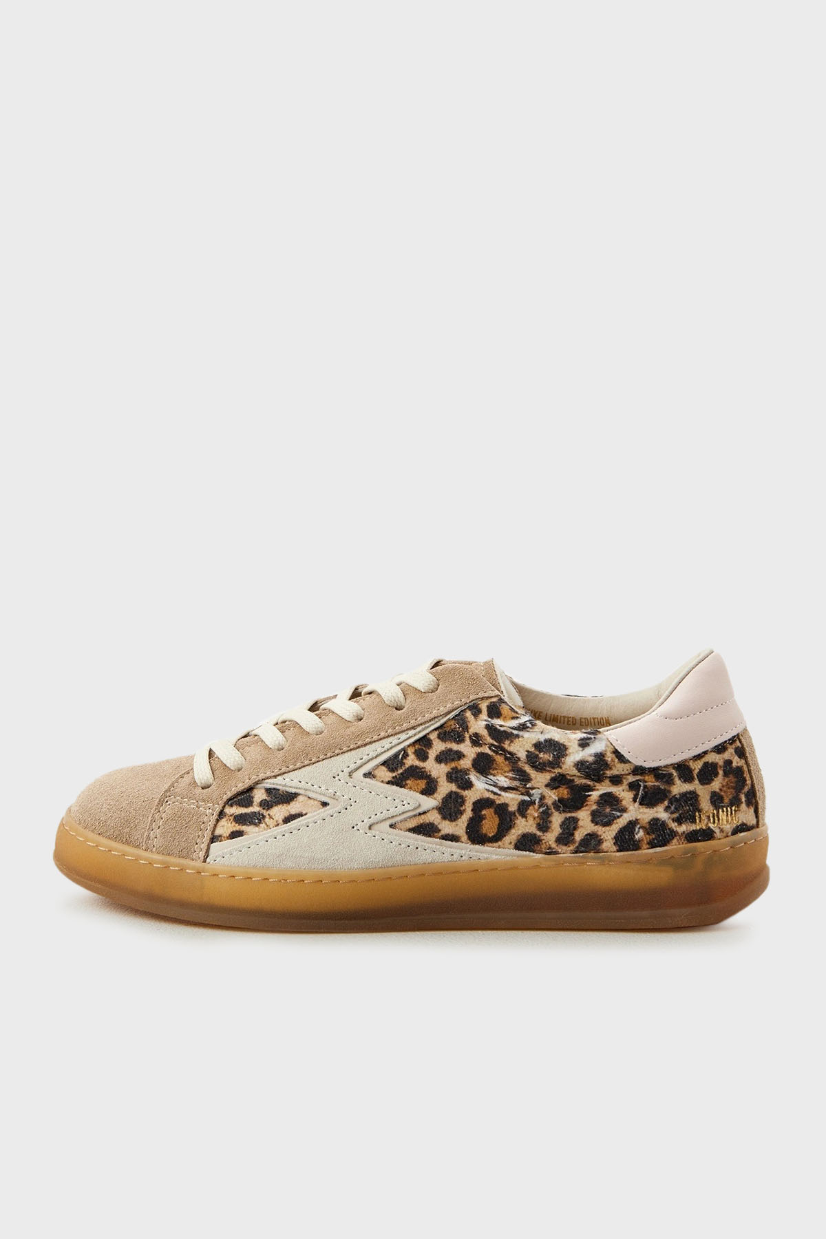 Moaconcept Deri Logolu Leopar ve Süet Detaylı Sneaker Kadın Ayakkabı IC009 LEOPAR