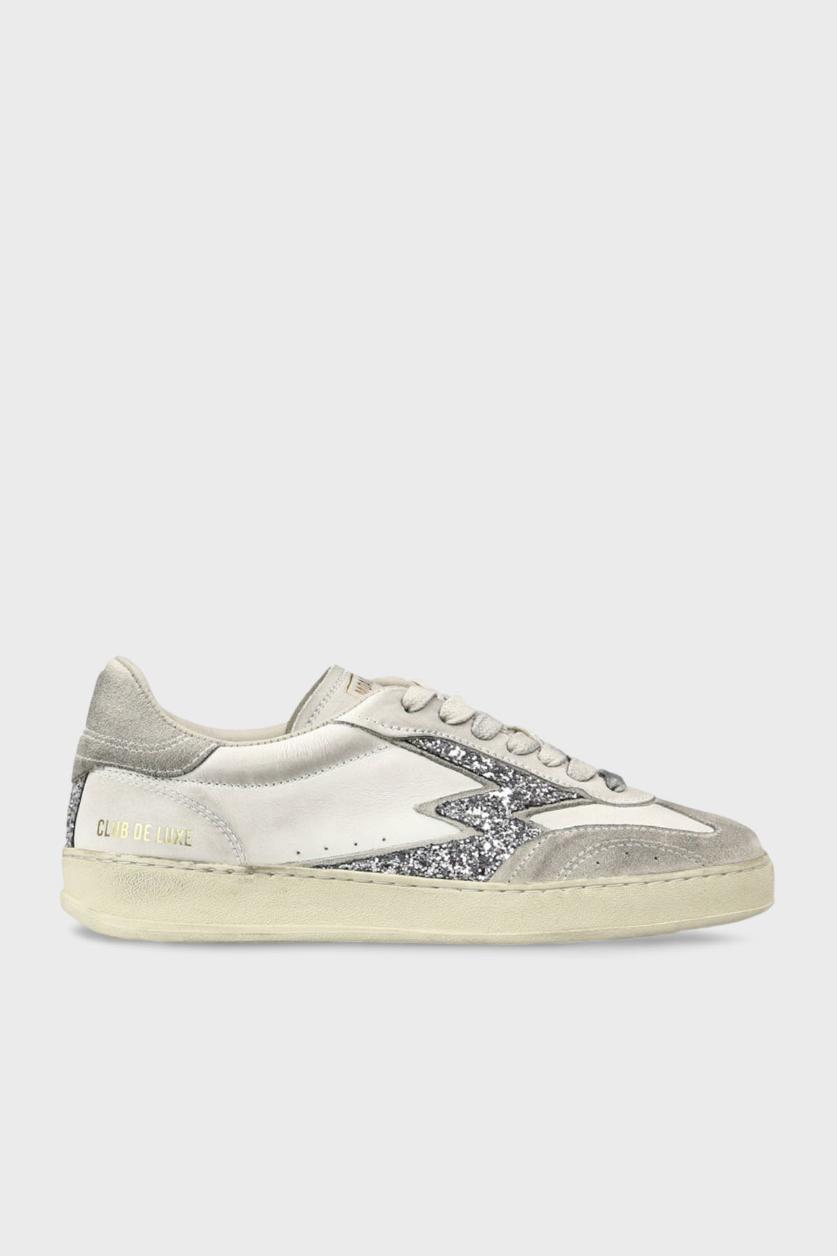 Moaconcept Deri Logolu Sim ve Süet Detaylı Vintage Sneaker Kadın Ayakkabı MG630CO1 BEYAZ-GÜMÜŞ