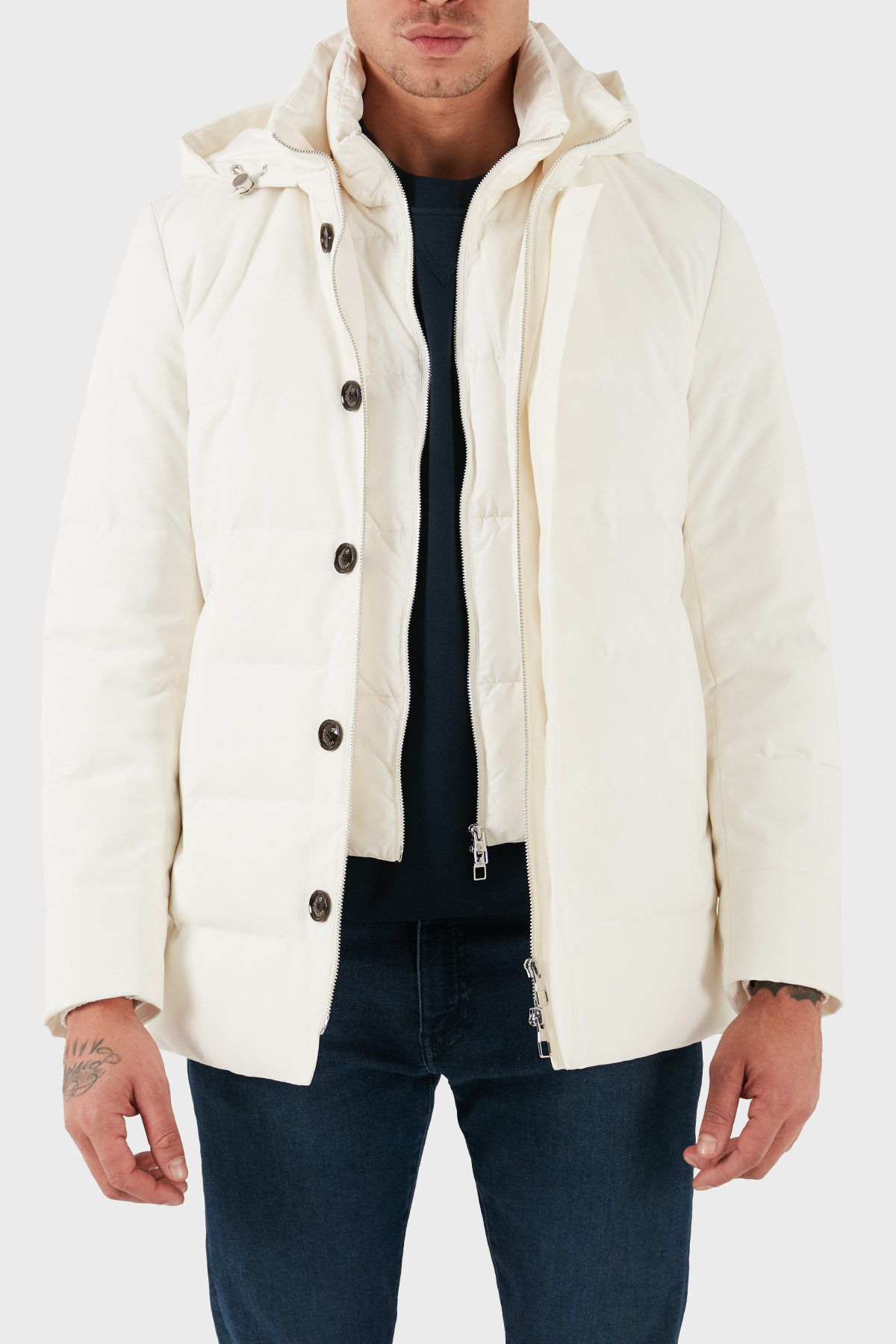 ecore Regular Fit Astarlı Çıkarabilir Kapüşonlu Erkek Mont F07MUCX581 185 01 BEYAZ