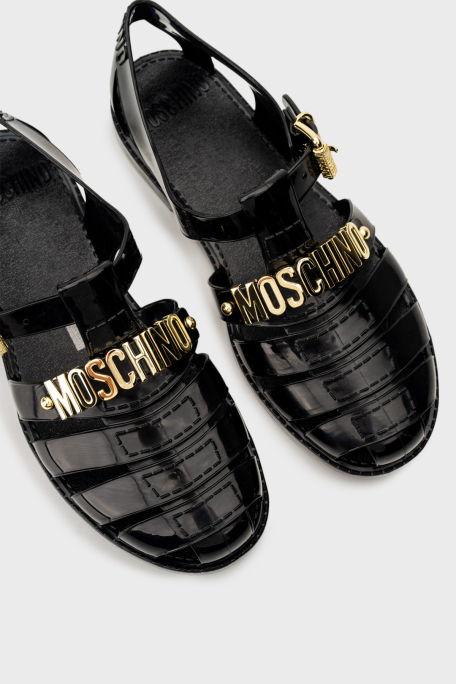 Moschino Yazı Logolu Pencereli Bayan Sandalet MA16501G1MM20 000
