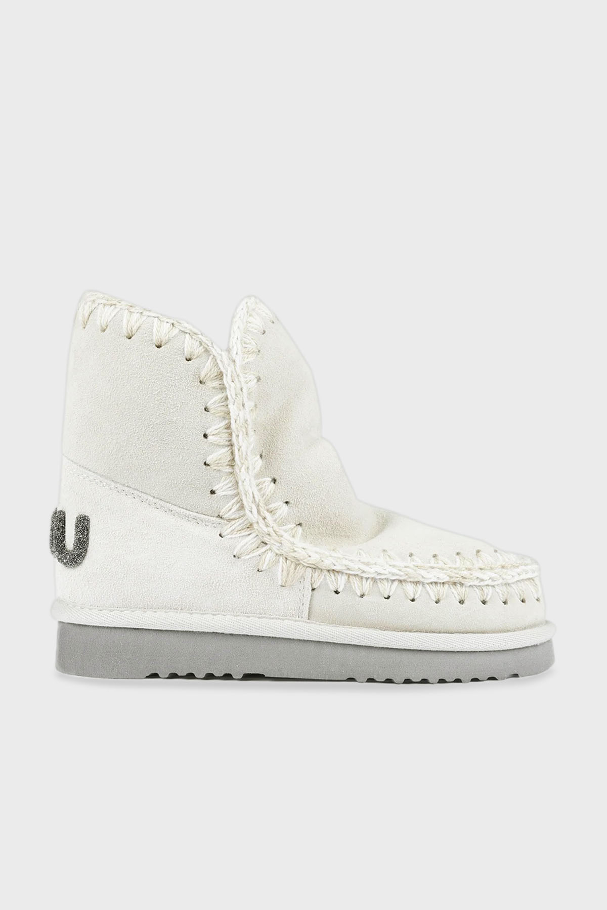 Mou Hakiki Deri Simli Logo Detaylı Dikişli Eskimo Kadın Bot MU.FW101050A CHLK EKRU